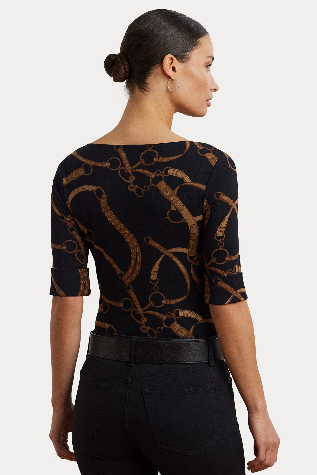 Polo Ralph Lauren Desenli Kayık Yaka Bluz