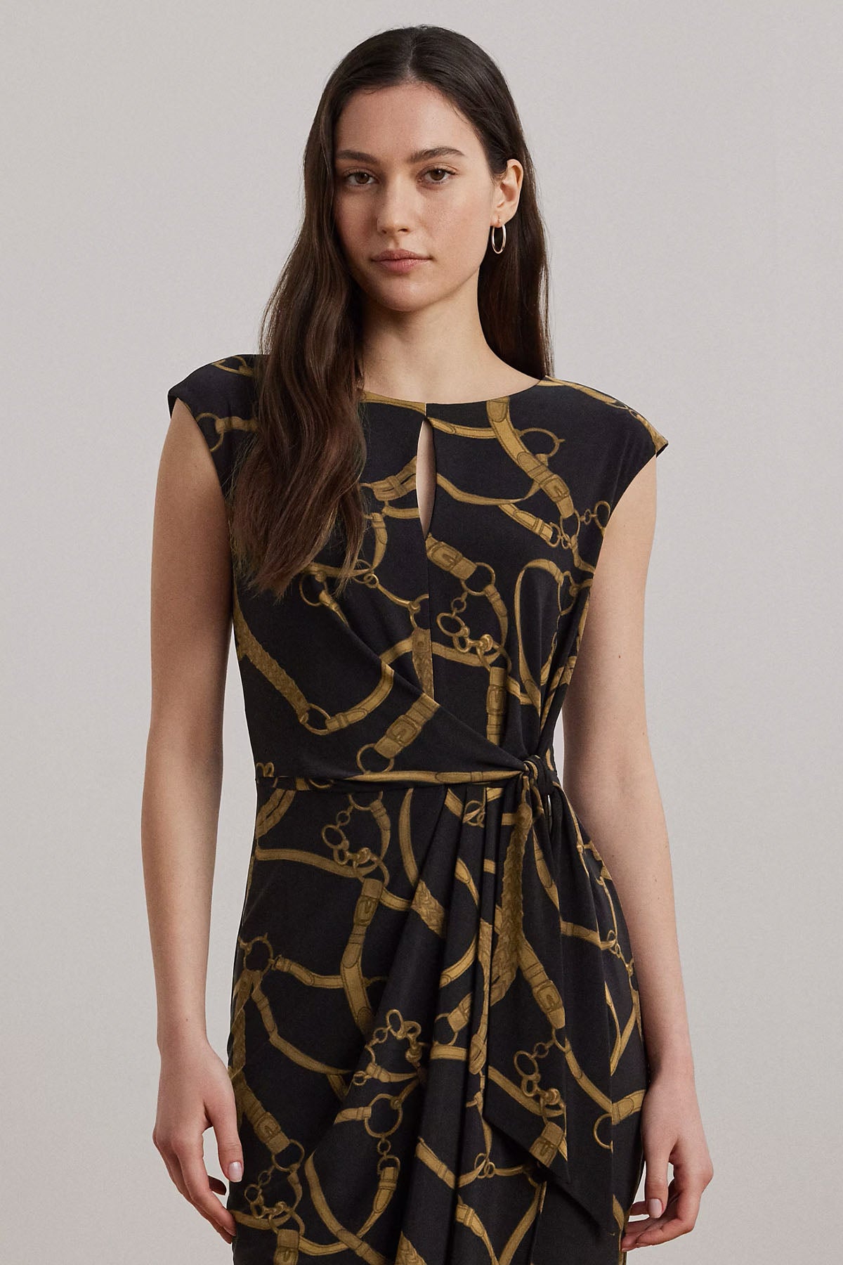 Polo Ralph Lauren Kruvaze Bağlamalı Midi Abiye Elbise