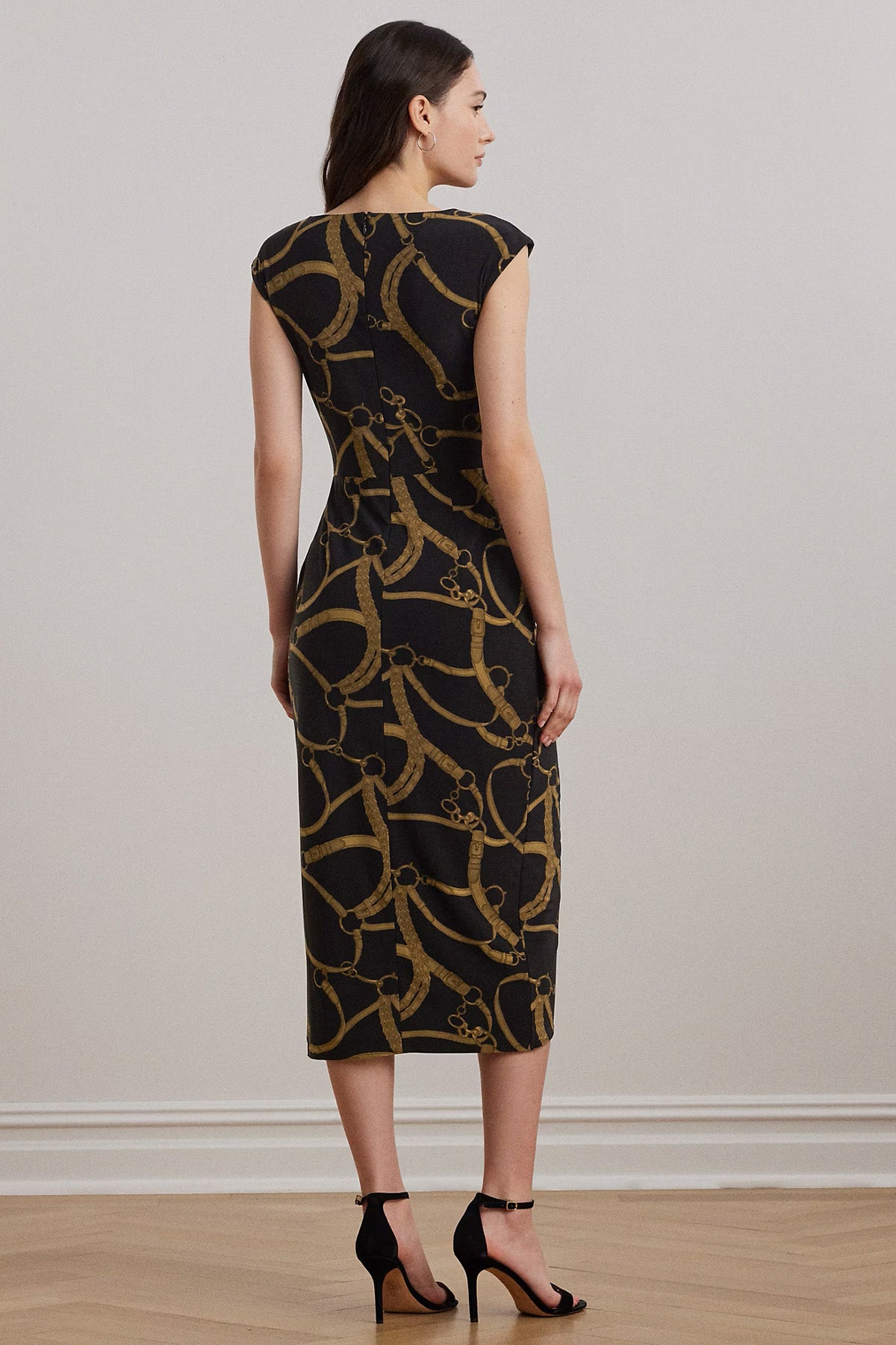 Polo Ralph Lauren Kruvaze Bağlamalı Midi Abiye Elbise