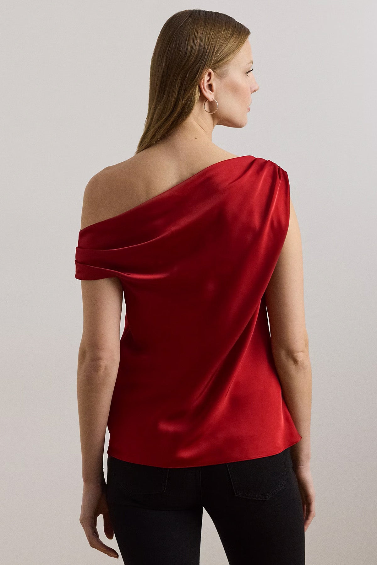 Polo Ralph Lauren Saten Kumaş Asimetrik Yaka Bluz