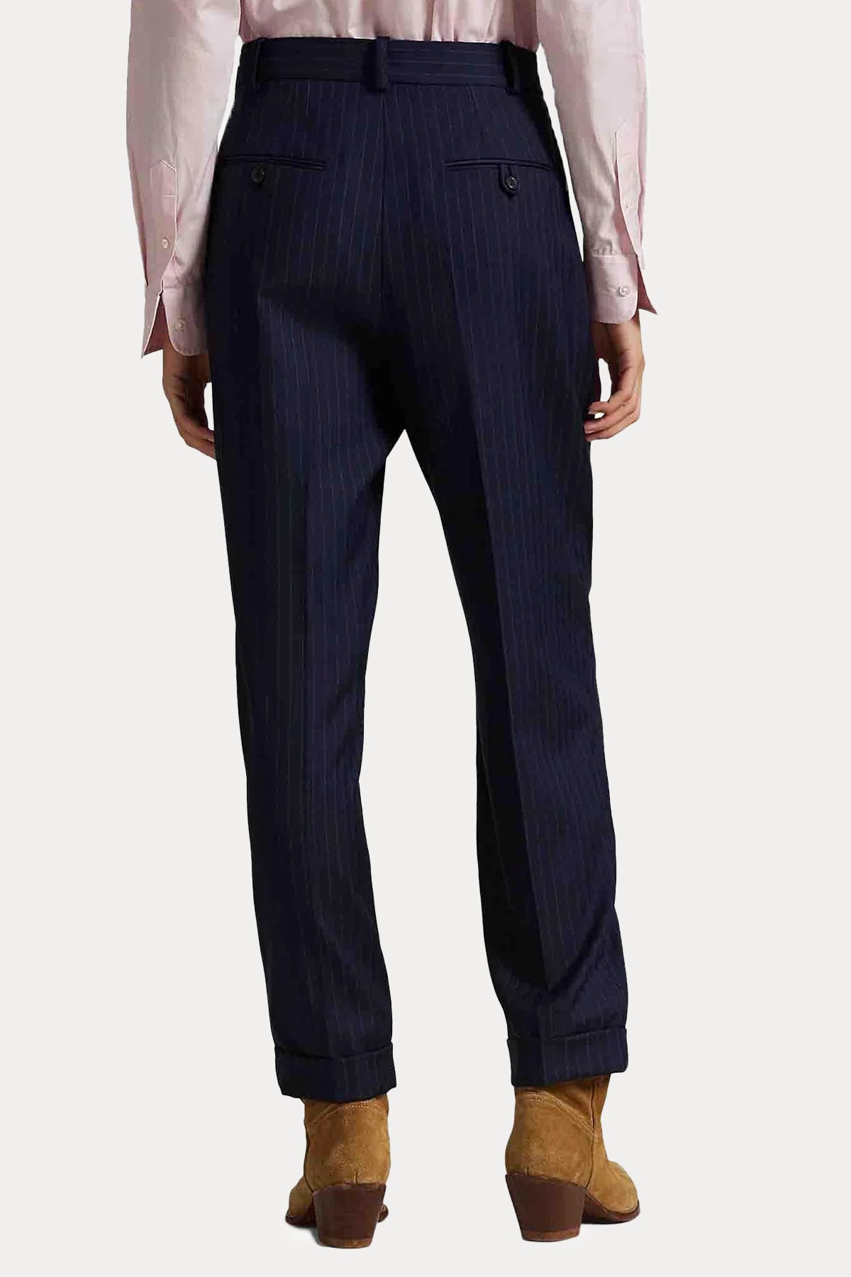 Polo Ralph Lauren Straight Fit Tek Pile Çizgili Kaşmir Yün Pantolon