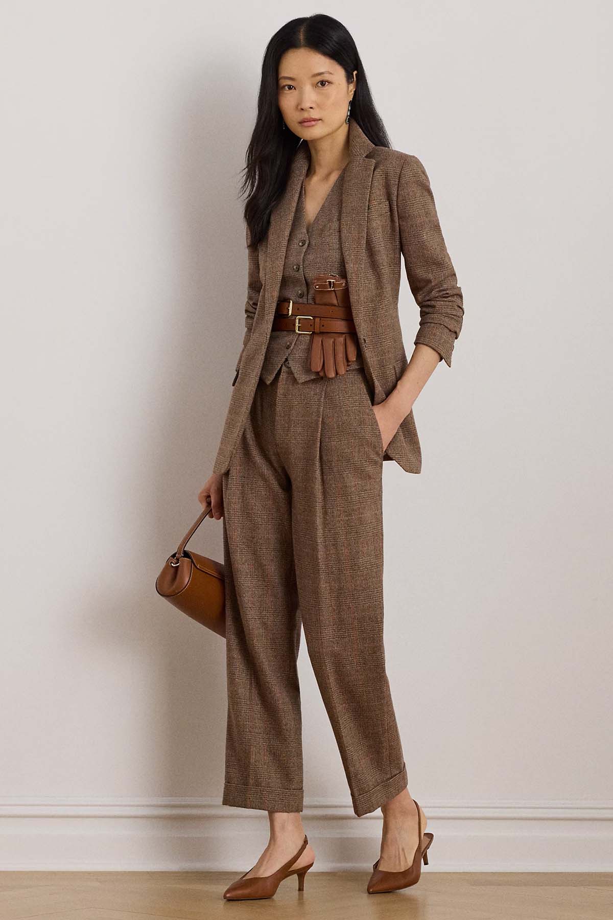 Polo Ralph Lauren Straight Fit Ekoseli Tek Pile Duble Paça Pantolon