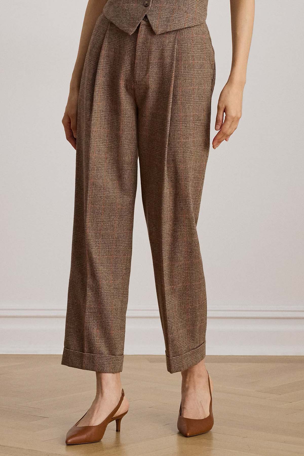 Polo Ralph Lauren Straight Fit Ekoseli Tek Pile Duble Paça Pantolon