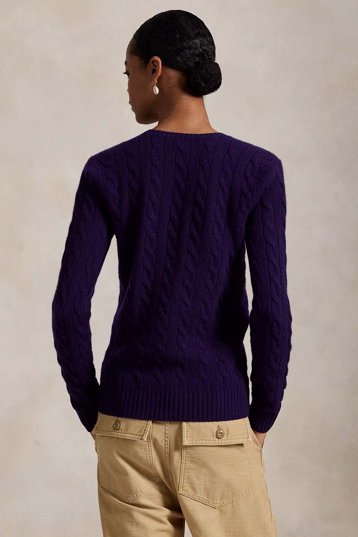 Polo Ralph Lauren Slim Fit V Yaka Saç Örgü Kaşmir Yün Triko