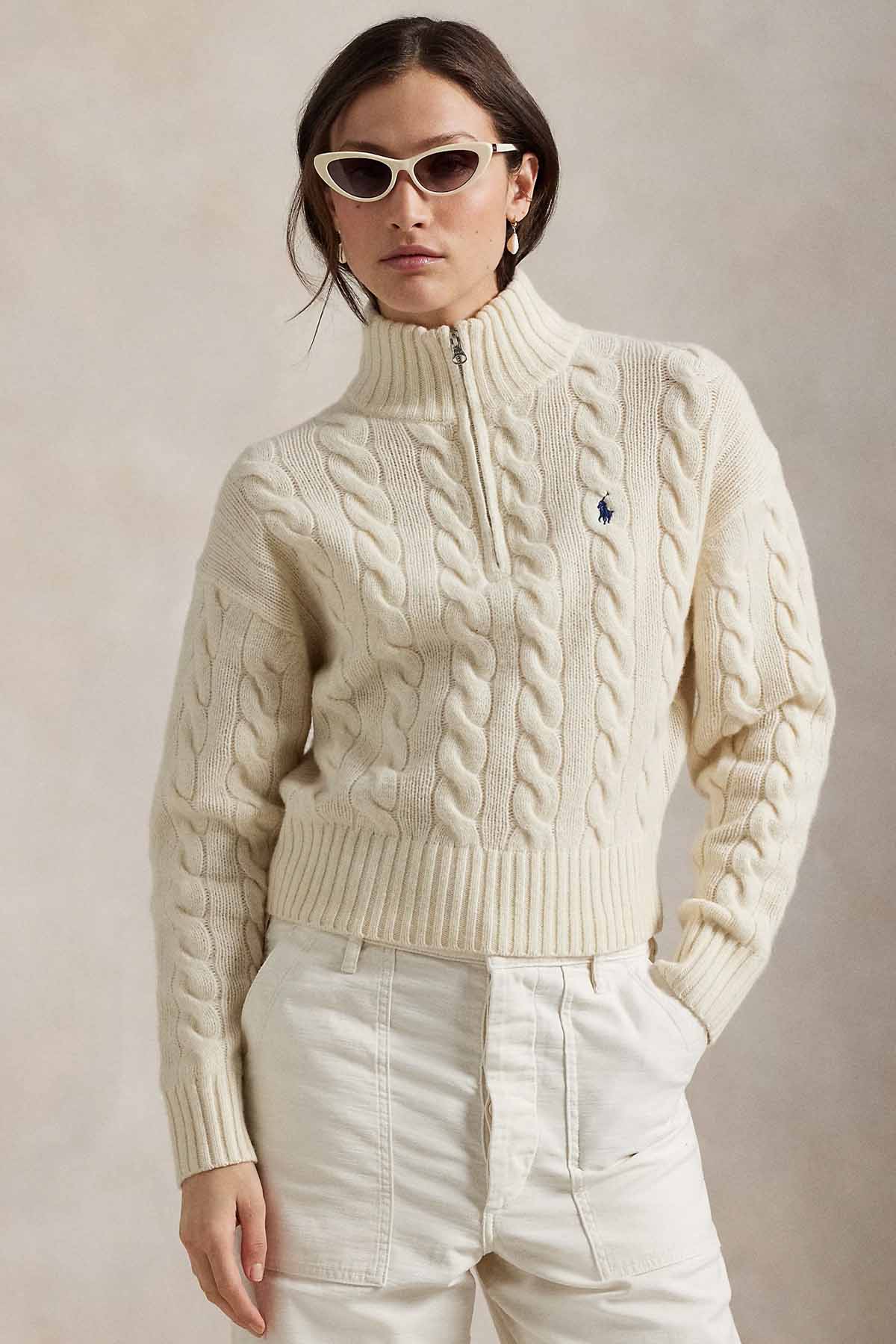 Polo Ralph Lauren Relaxed Fit Perkins Yaka Saç Örgü Kaşmir Yün Triko