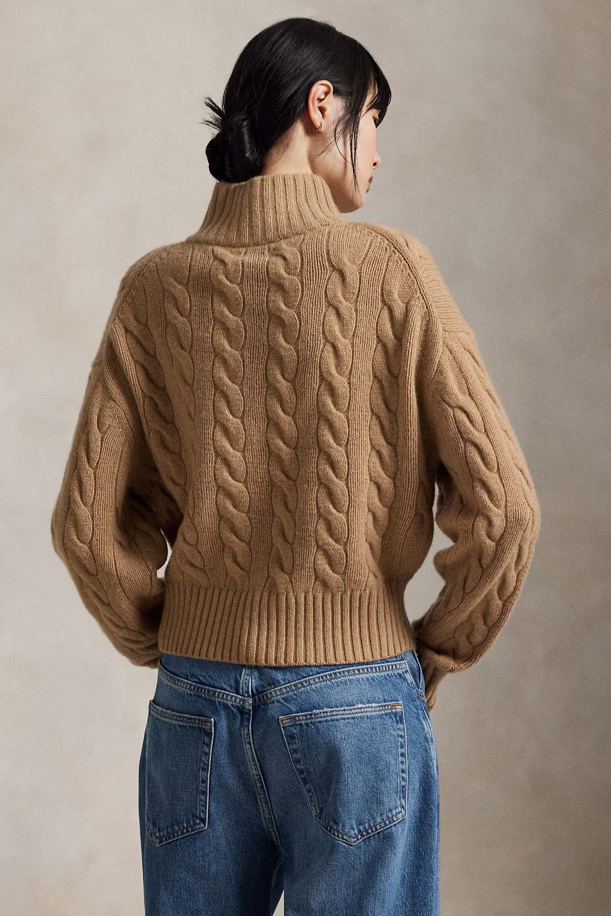 Polo Ralph Lauren Relaxed Fit Perkins Yaka Saç Örgü Kaşmir Yün Triko