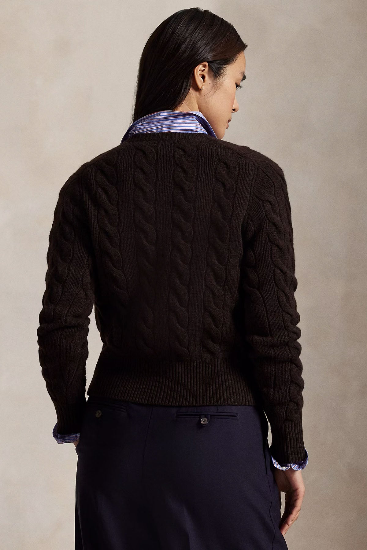 Polo Ralph Lauren Slim Fit Saç Örgü Kaşmir Yün Triko Ceket