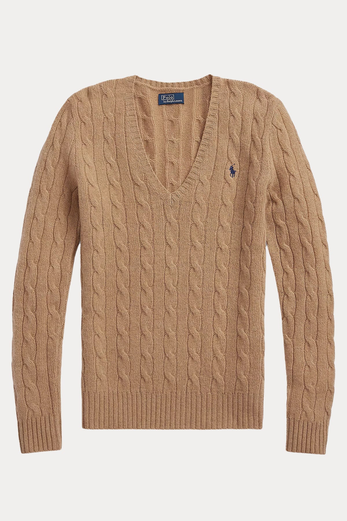 Polo Ralph Lauren Slim Fit V Yaka Saç Örgü Kaşmir Yün Triko