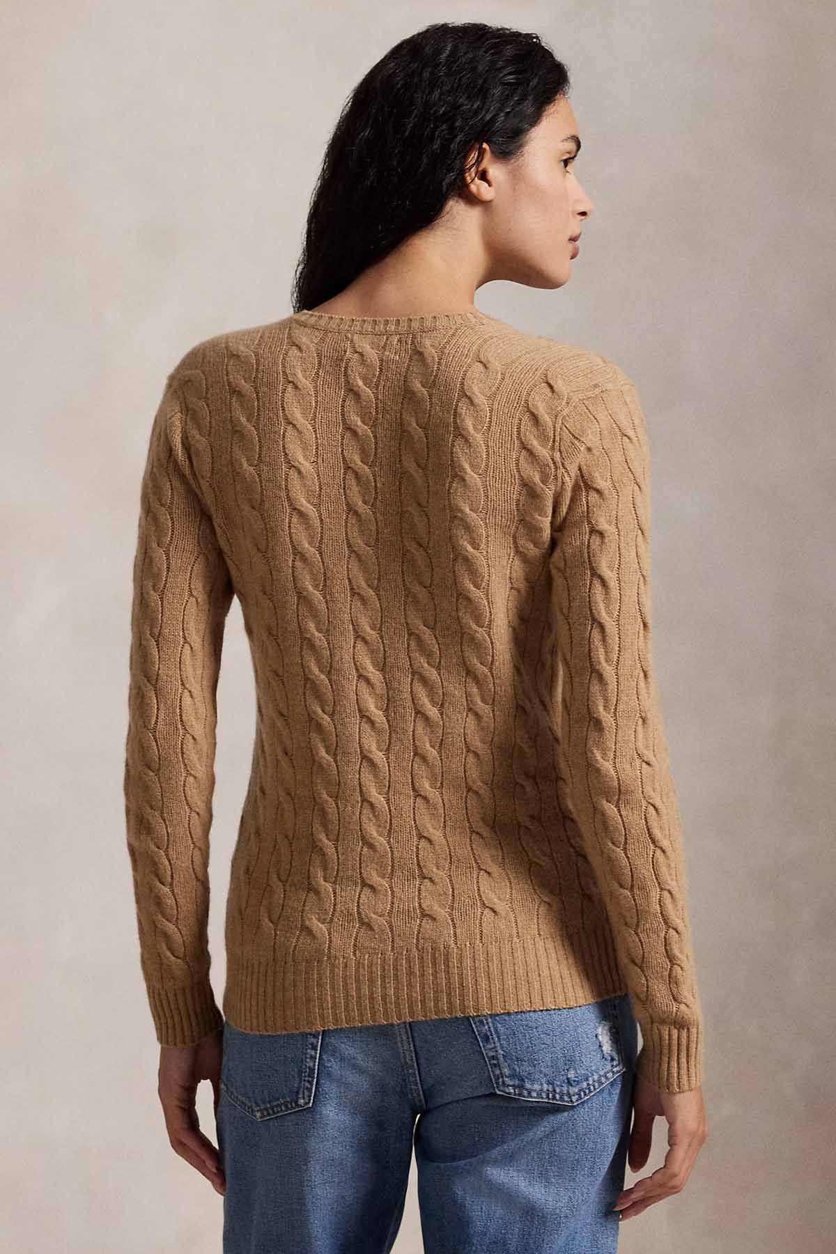 Polo Ralph Lauren Slim Fit V Yaka Saç Örgü Kaşmir Yün Triko