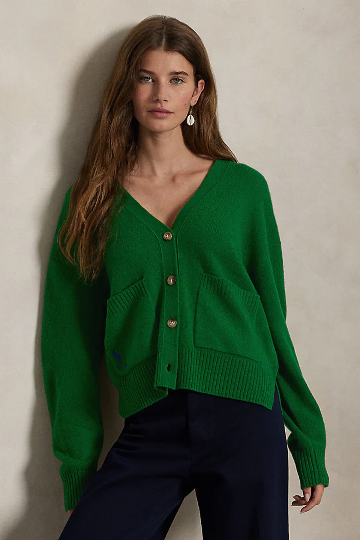 Polo Ralph Lauren V Yaka Kaşmir Örgü Yün Triko Ceket