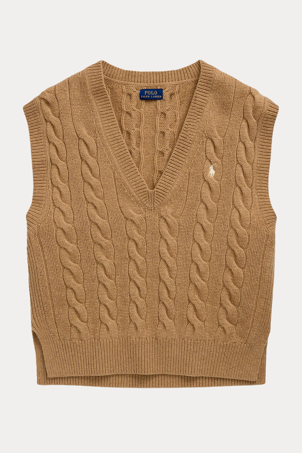 Polo Ralph Lauren Relaxed Fit V Yaka Saç Örgü Kaşmir Yün Triko