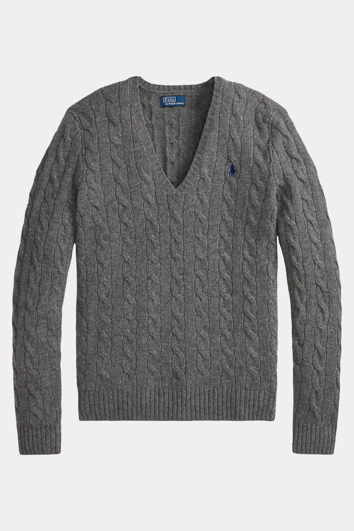 Polo Ralph Lauren Slim Fit V Yaka Saç Örgü Kaşmir Yün Triko