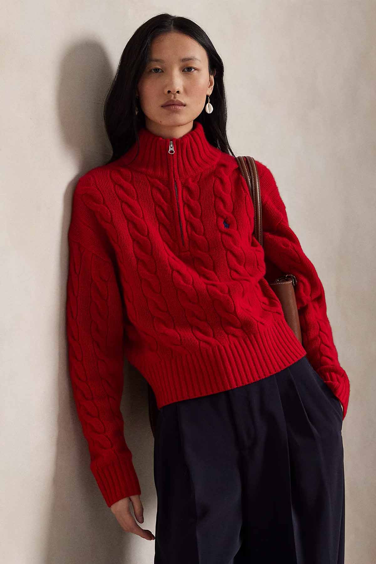 Polo Ralph Lauren Relaxed Fit Perkins Yaka Saç Örgü Kaşmir Yün Triko