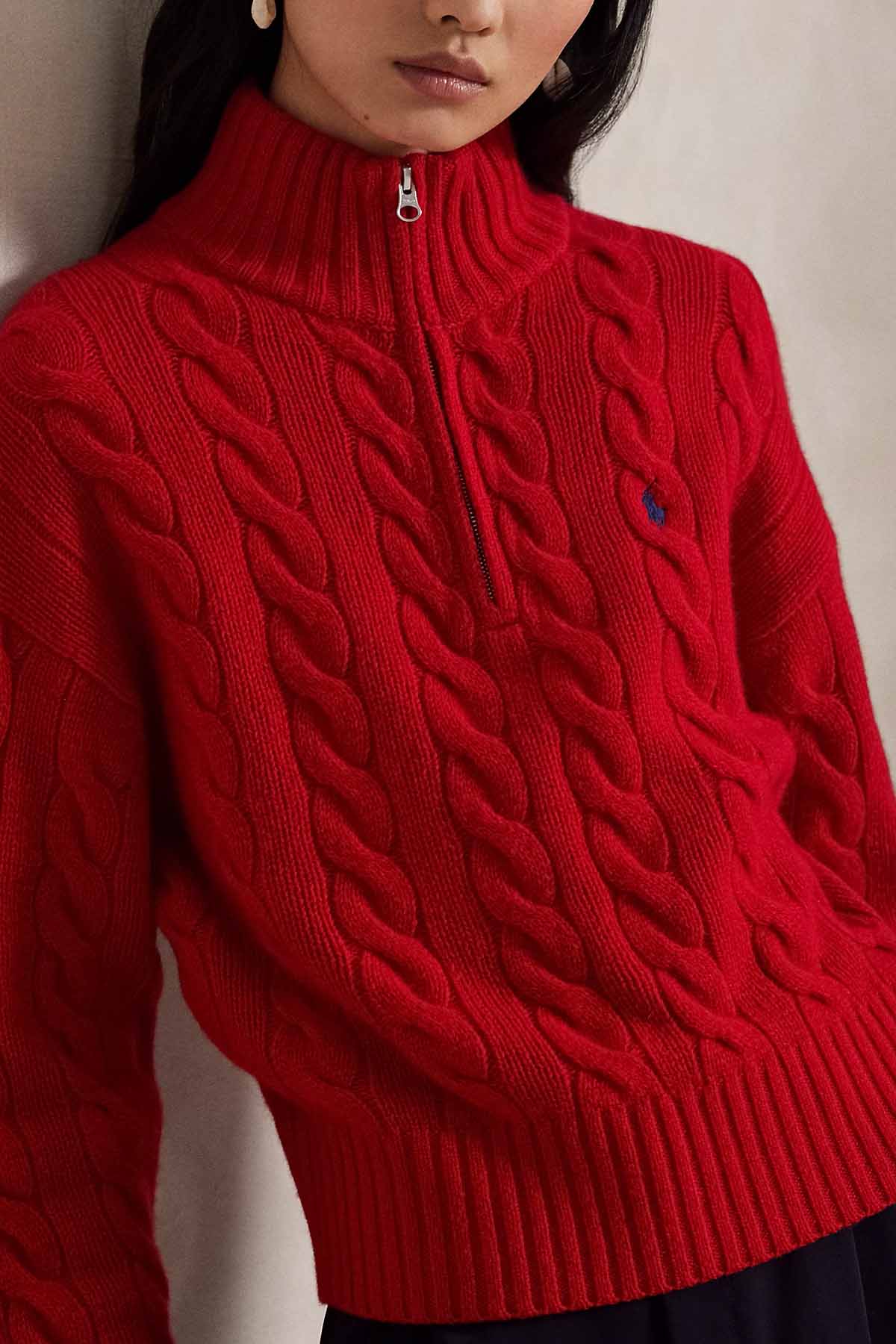 Polo Ralph Lauren Relaxed Fit Perkins Yaka Saç Örgü Kaşmir Yün Triko