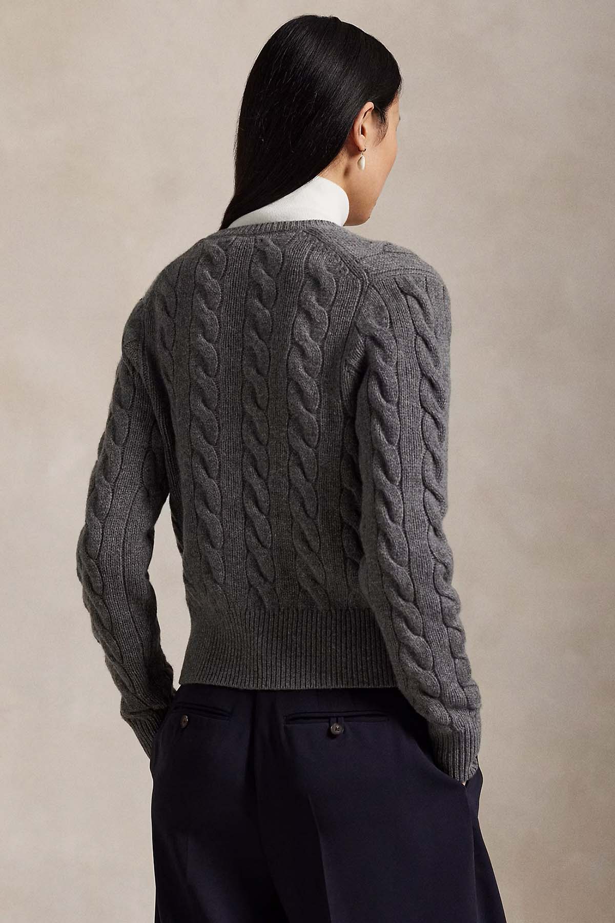 Polo Ralph Lauren Slim Fit Saç Örgü Kaşmir Yün Triko Ceket