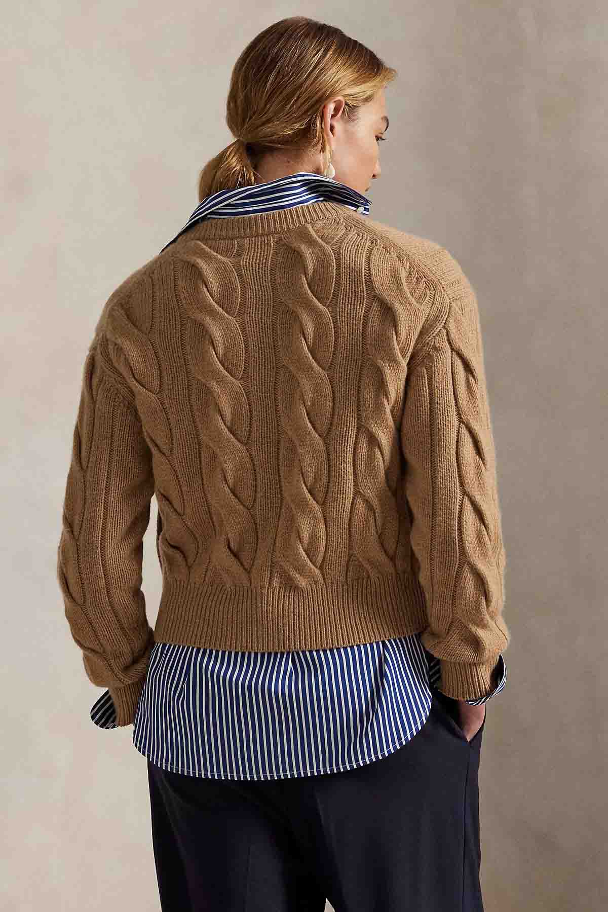 Polo Ralph Lauren Relaxed Fit Saç Örgü Kaşmir Yün Triko Ceket