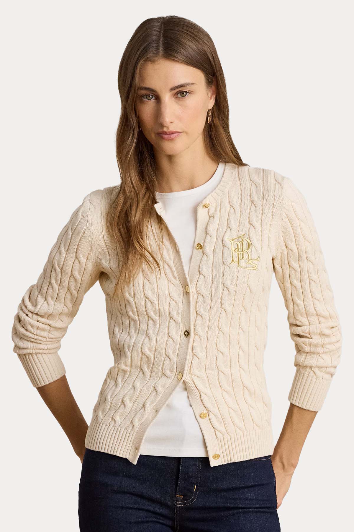 Polo Ralph Lauren Slim Fit İnce Saç Örgü Triko Ceket