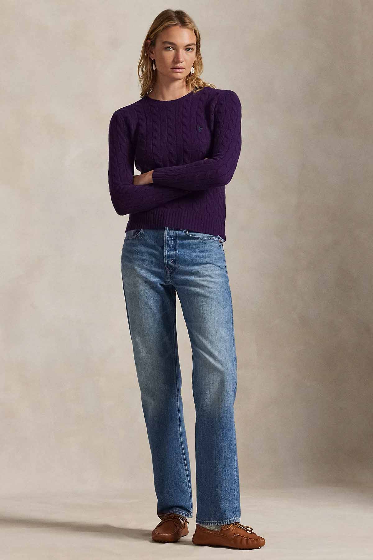 Polo Ralph Lauren Slim Fit Saç Örgü Kaşmir Yün Triko