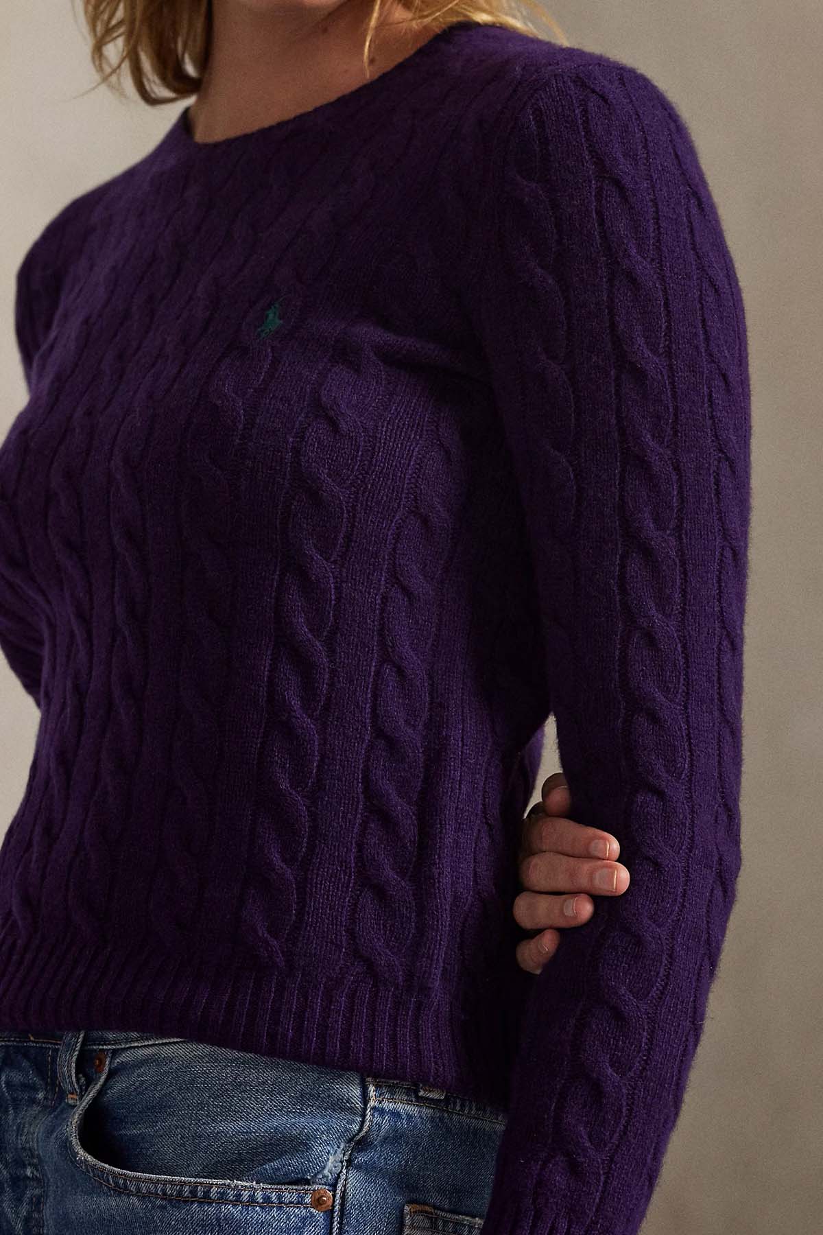 Polo Ralph Lauren Slim Fit Saç Örgü Kaşmir Yün Triko