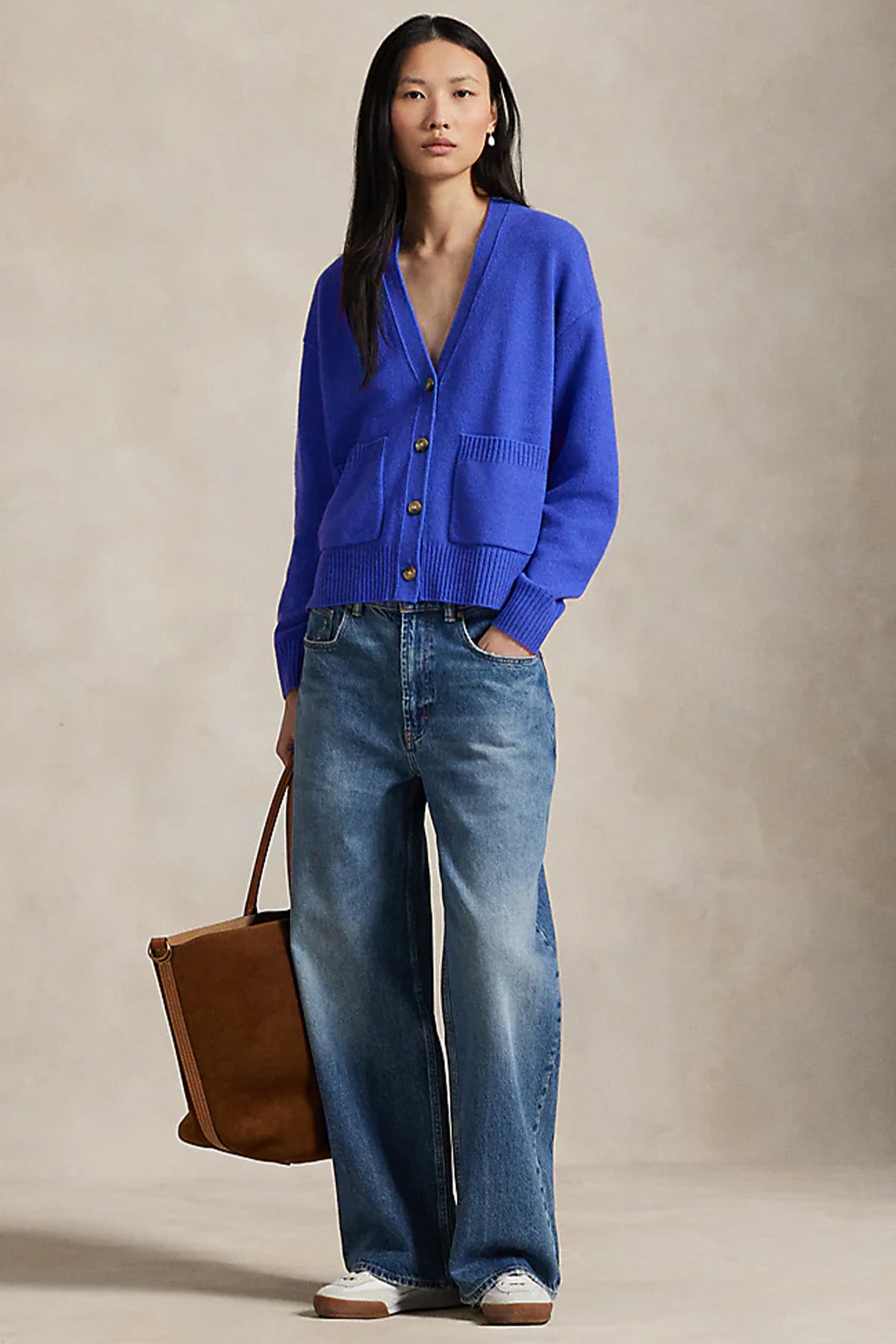 Polo Ralph Lauren V Yaka Kaşmir Örgü Yün Triko Ceket