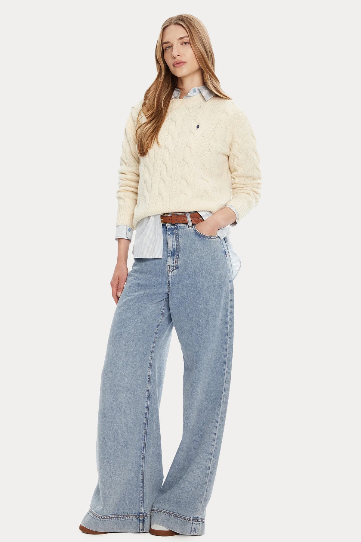 Polo Ralph Lauren Relaxed Fit Saç Örgü Kaşmir Yün Triko