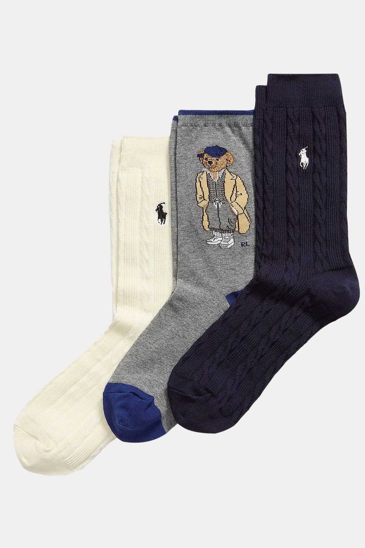 Polo Ralph Lauren 3'lü Paket Polo Bear Saç Örgü Çorap