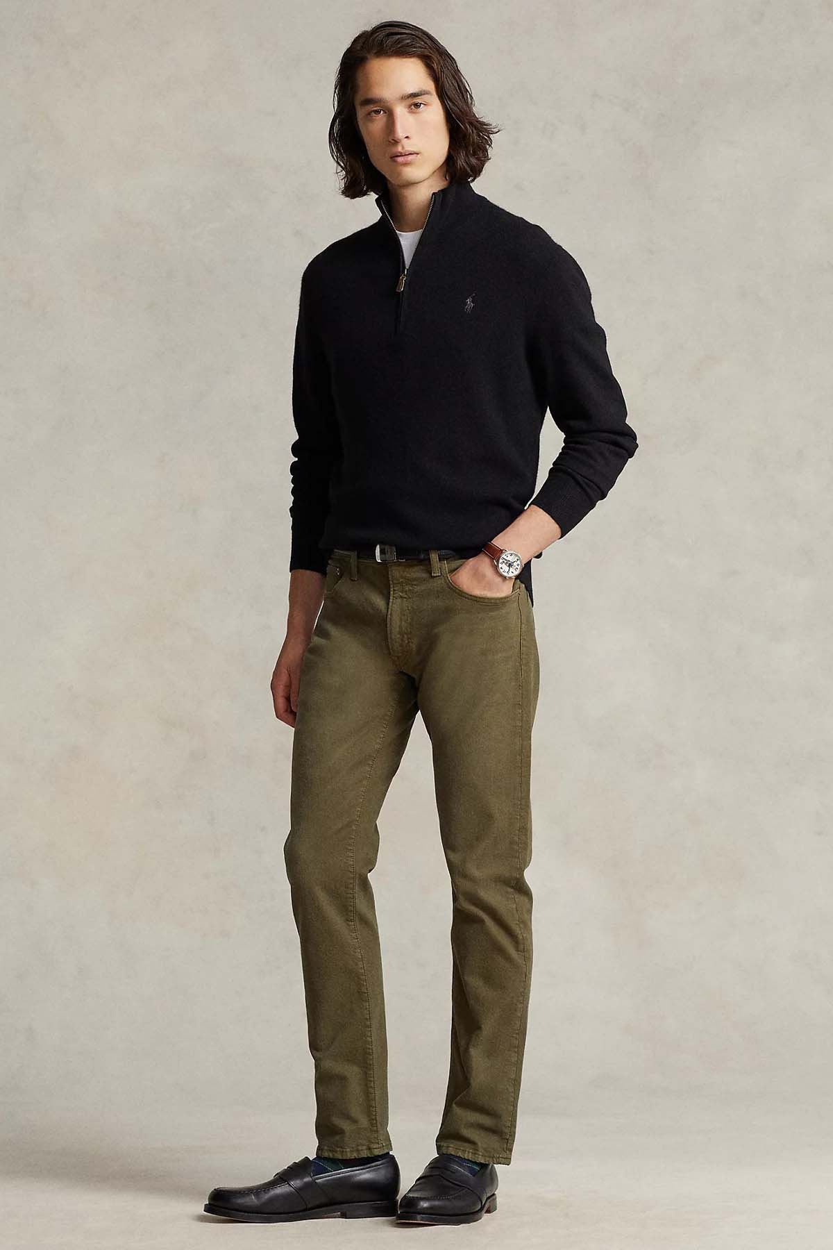 Polo Ralph Lauren Dik Yaka Yarım Fermuarlı Örgü Yün Triko-Triko-Libas