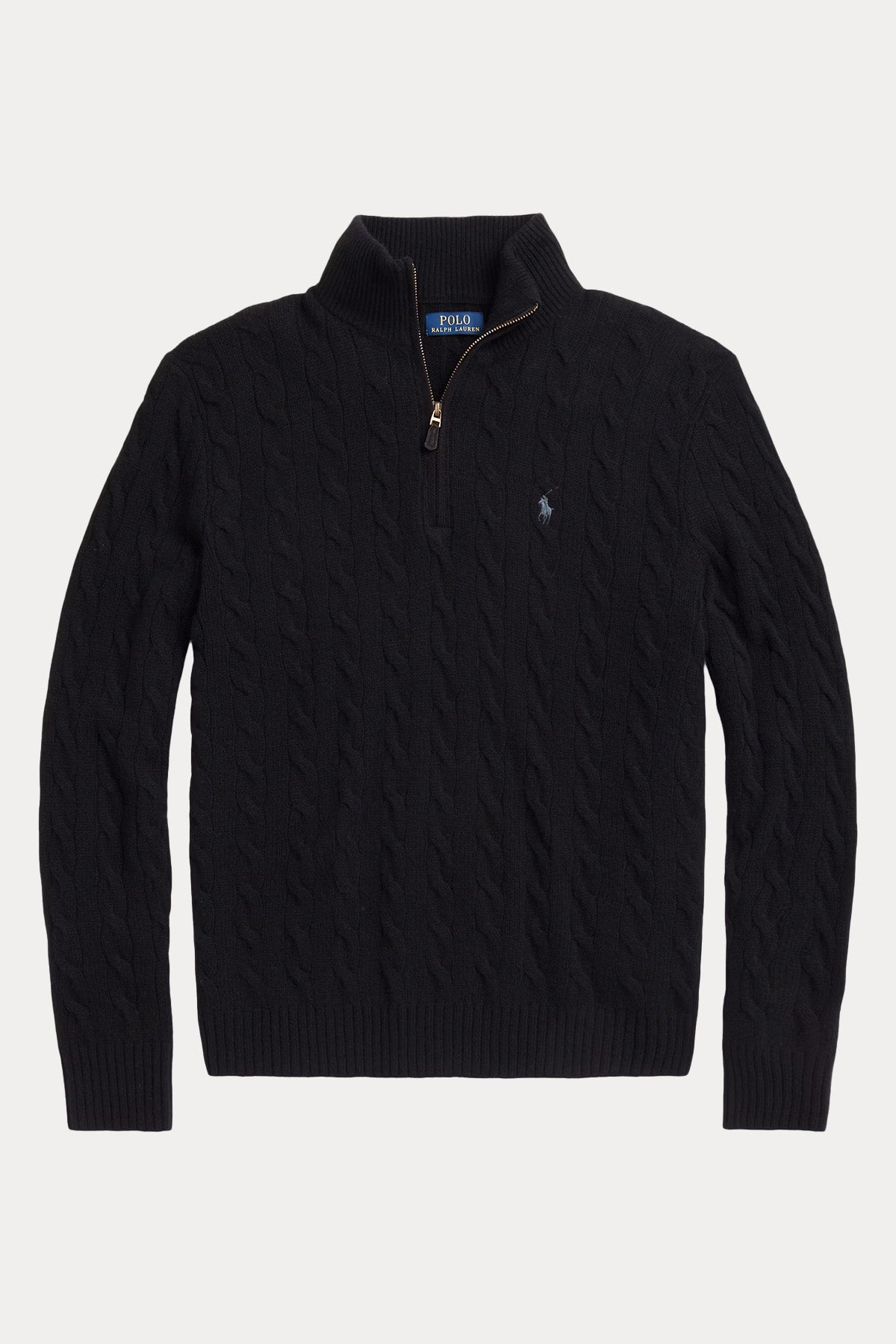 Polo Ralph Lauren Yarım Fermuarlı Dik Yaka Saç Örgü Kaşmir Yün