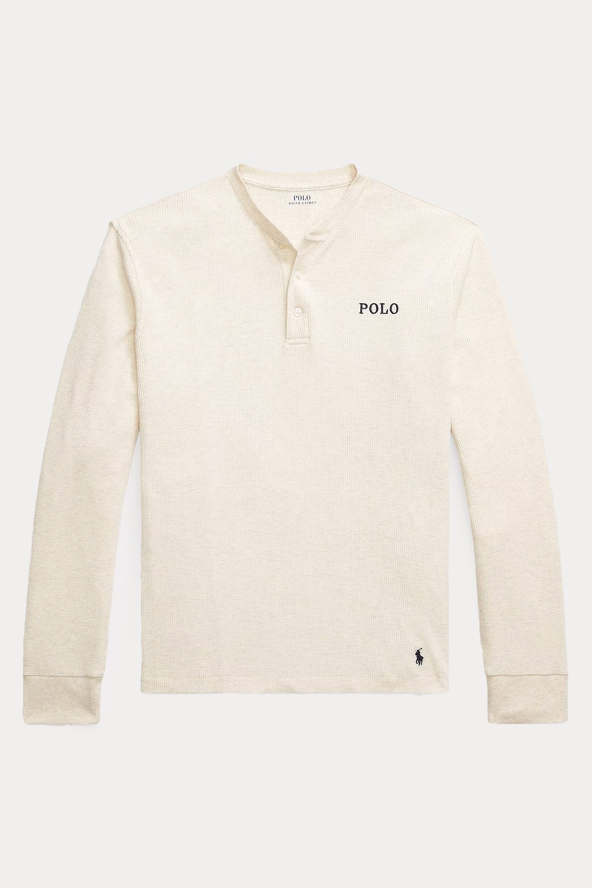 Polo Ralph Lauren Düğmeli Yuvarlak Yaka Waffle Örgü Logolu T-shirt