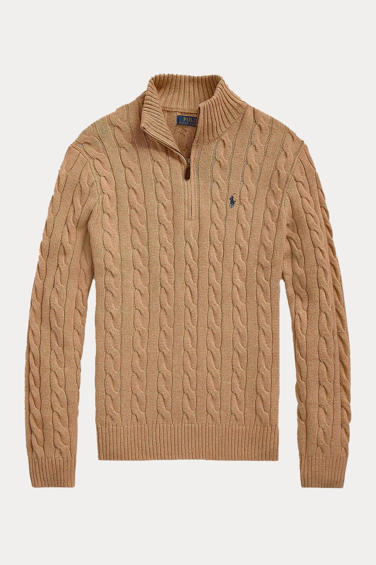 Polo Ralph Lauren Yarım Fermuarlı Dik Yaka Saç Örgü Triko