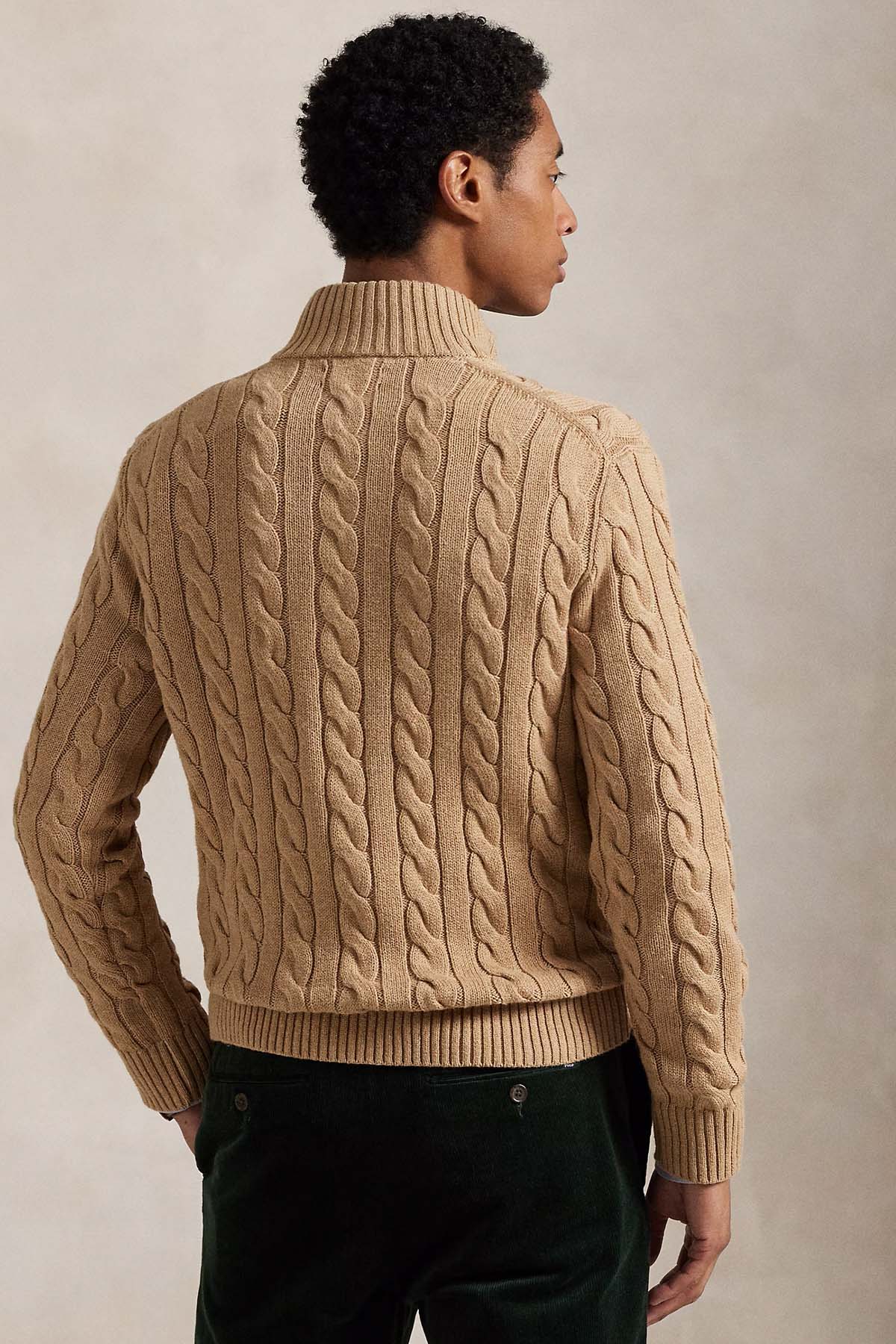 Polo Ralph Lauren Yarım Fermuarlı Dik Yaka Saç Örgü Triko