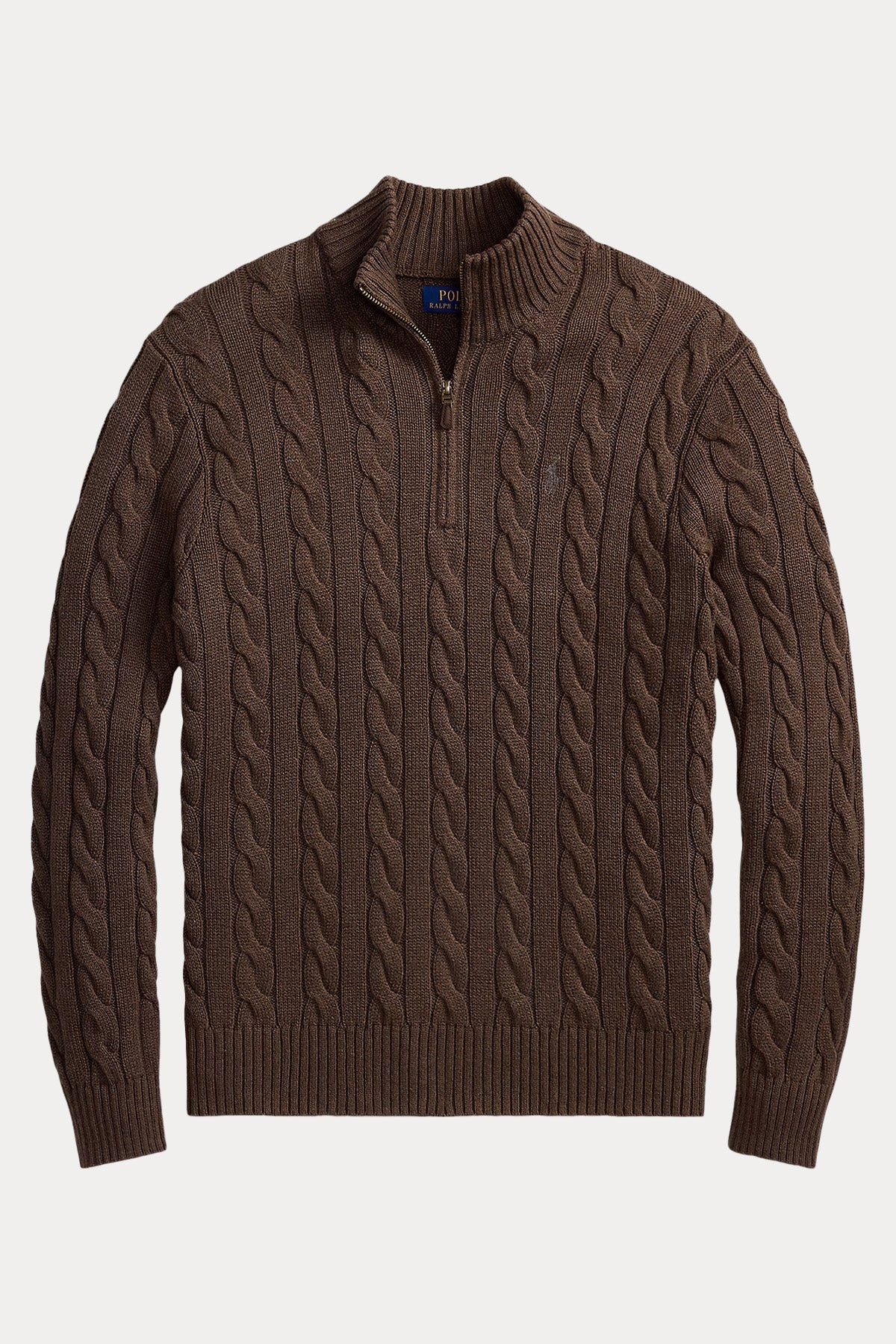 Polo Ralph Lauren Yarım Fermuarlı Dik Yaka Saç Örgü Triko