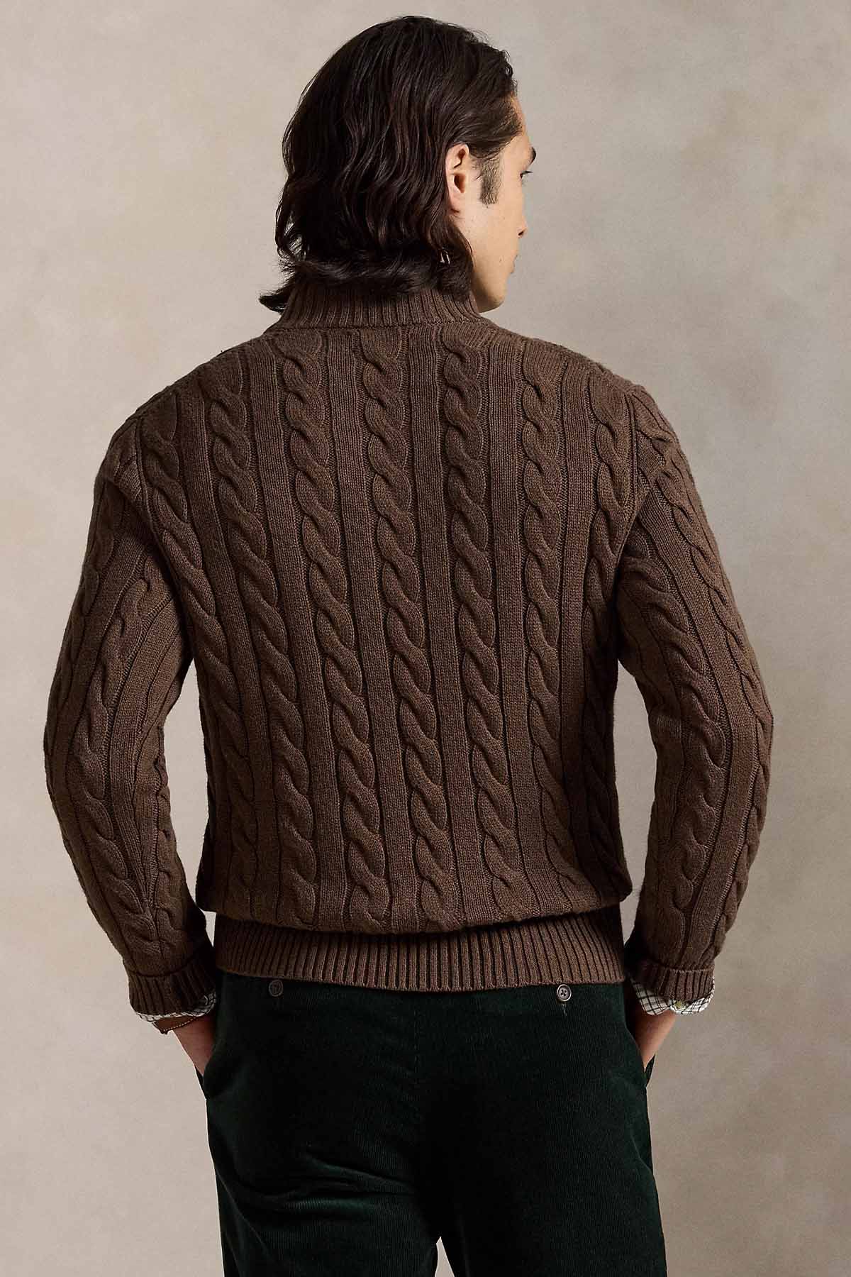 Polo Ralph Lauren Yarım Fermuarlı Dik Yaka Saç Örgü Triko