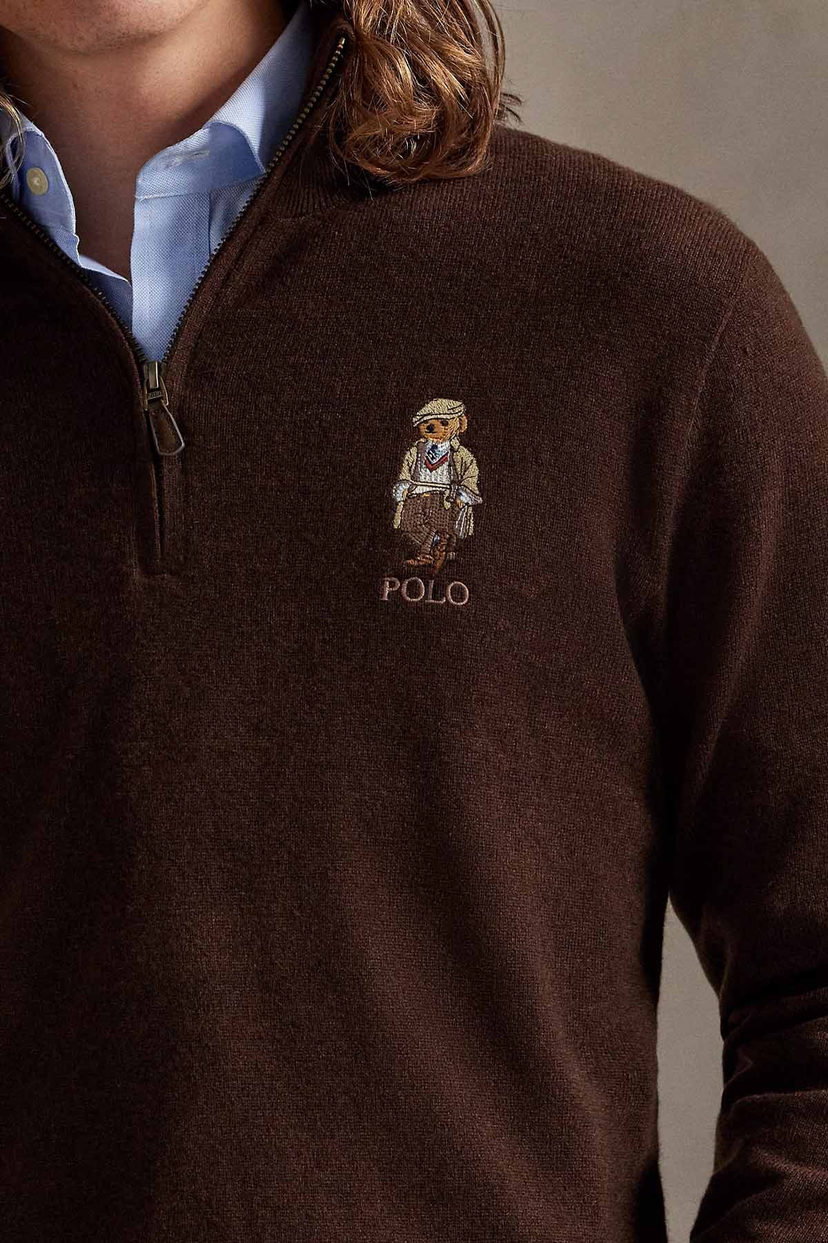 Polo Ralph Lauren Polo Bear Fermuarlı Dik Yaka İnce Örgü Yün Triko