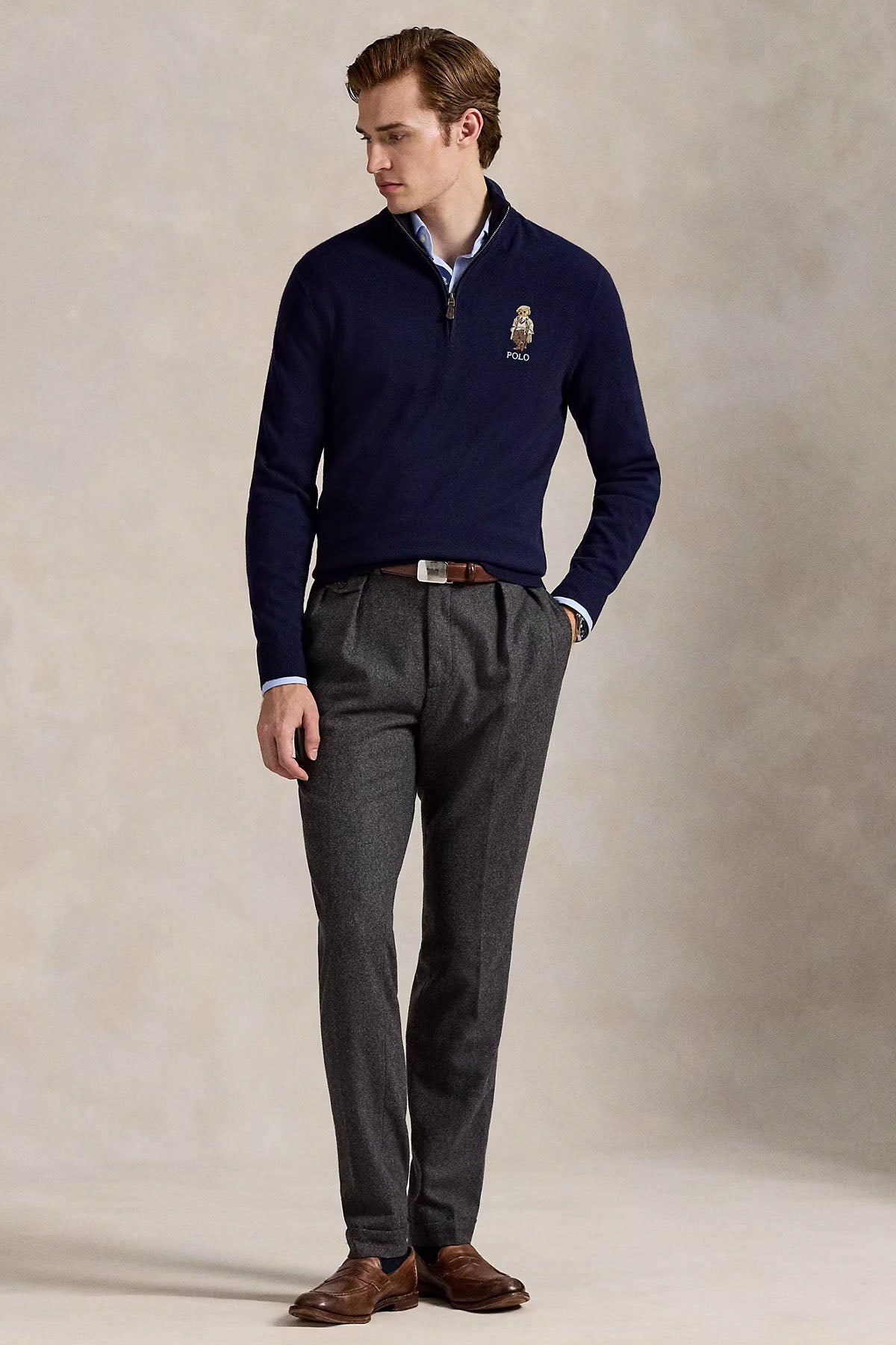 Polo Ralph Lauren Polo Bear Fermuarlı Dik Yaka İnce Örgü Yün Triko