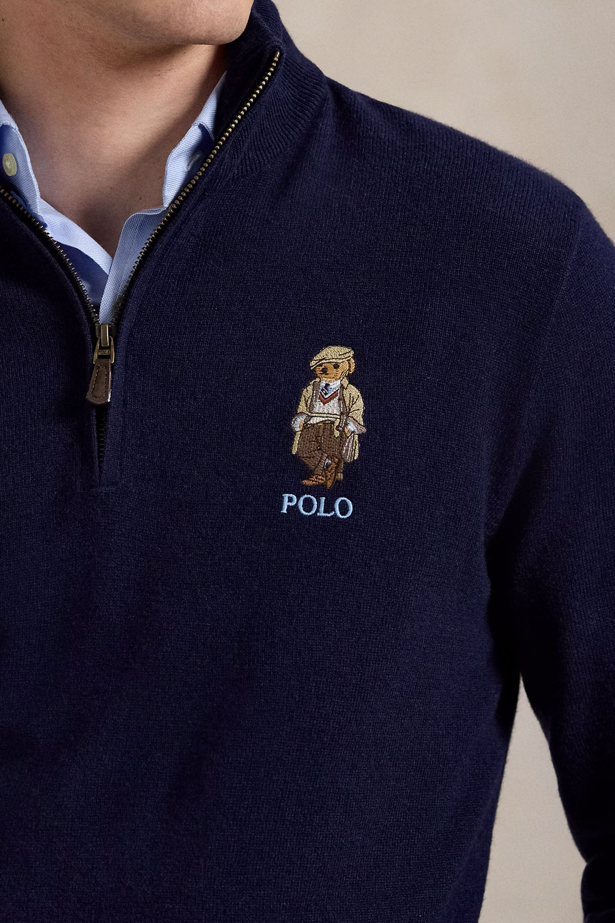 Polo Ralph Lauren Polo Bear Fermuarlı Dik Yaka İnce Örgü Yün Triko