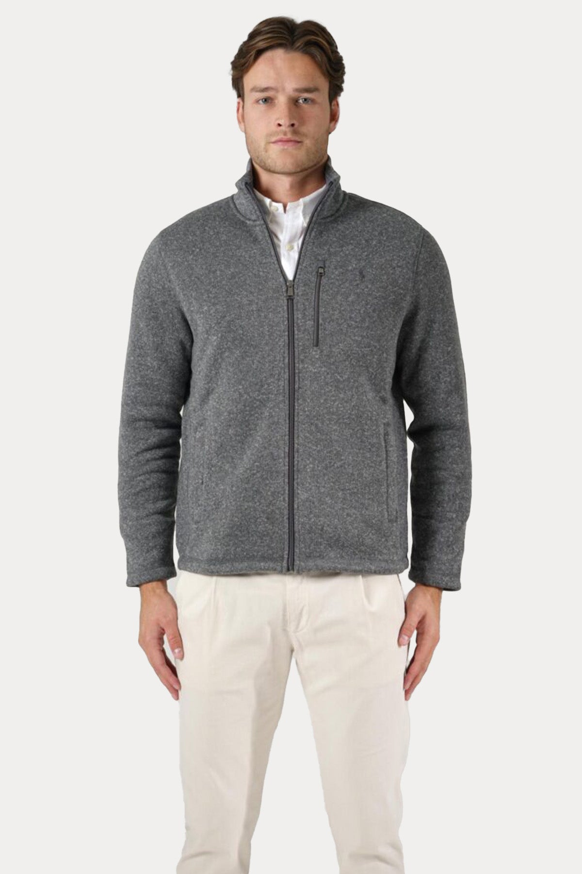 Polo Ralph Lauren Dik Yaka Örgü Şardonlu Sweatshirt Ceket