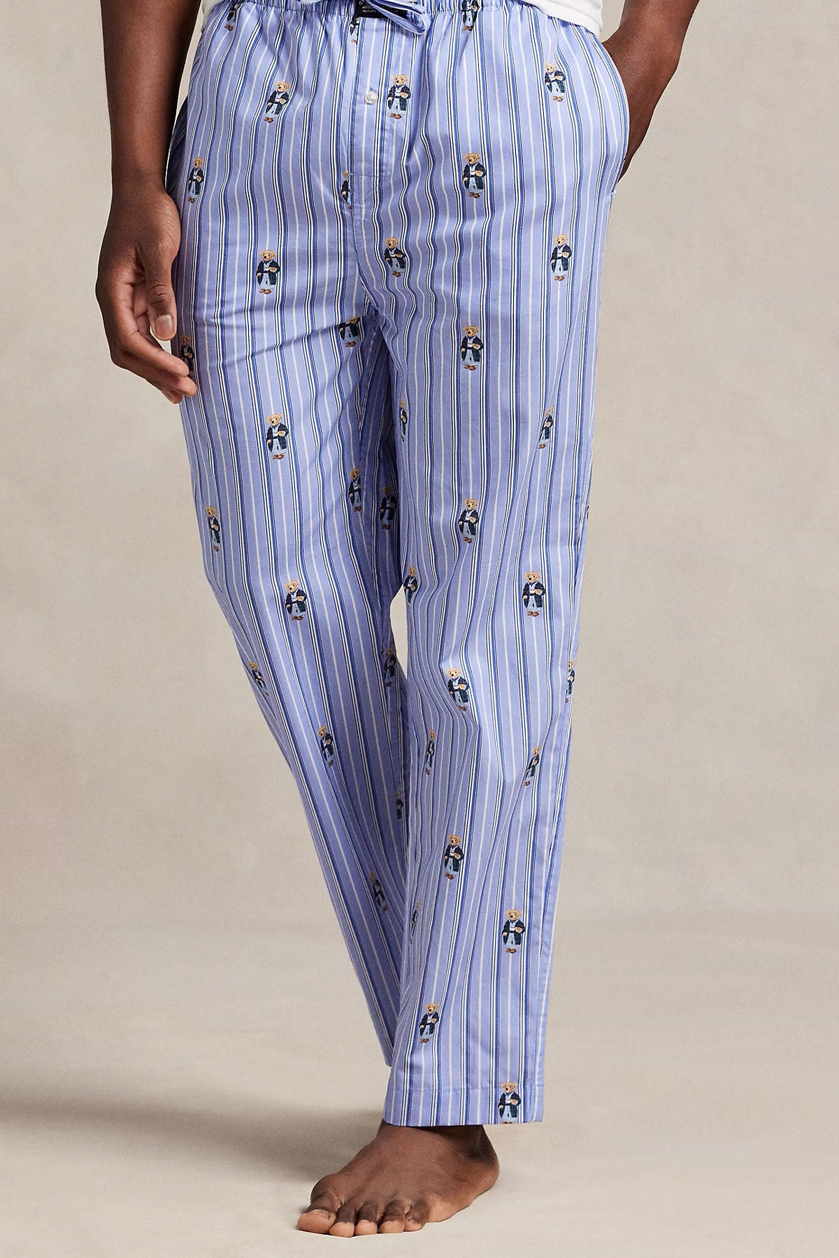 Polo Ralph Lauren Beli Lastikli Çizgili Polo Bear Pijama Altı