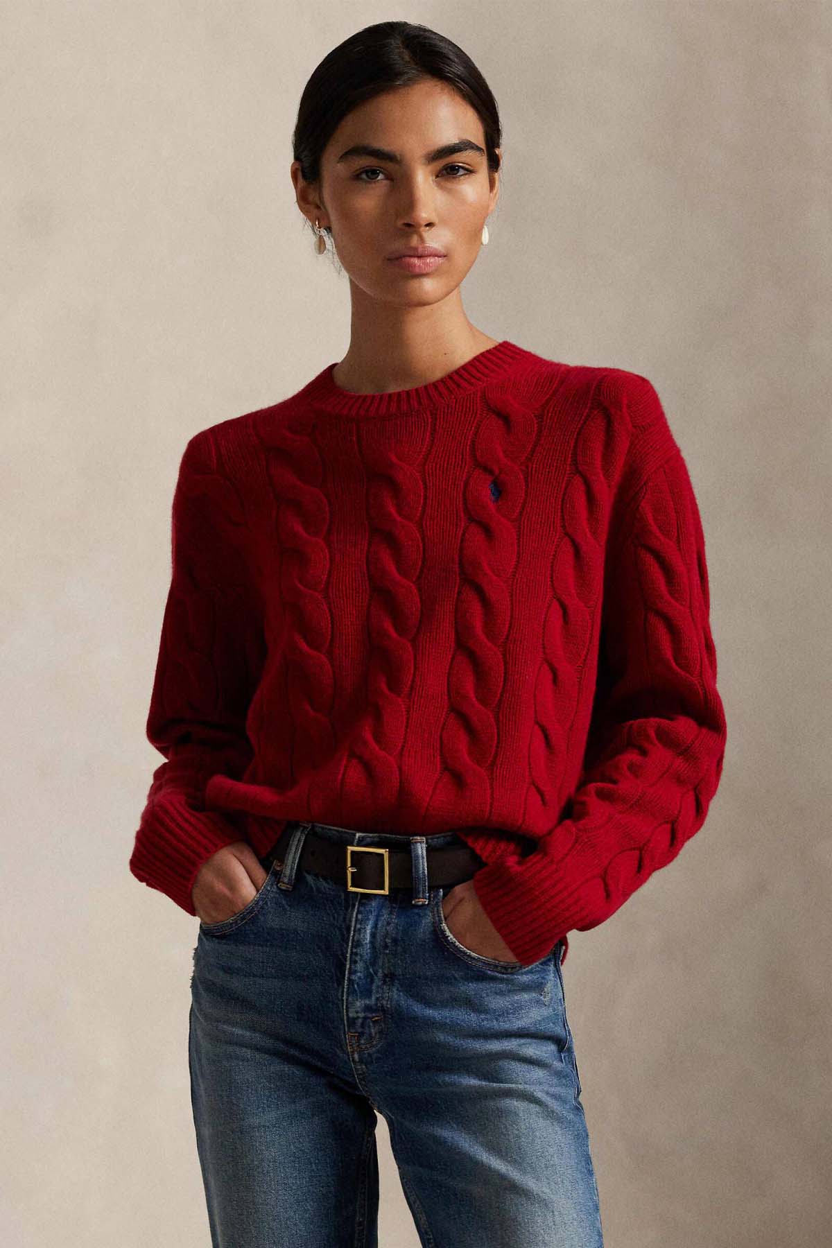 Polo Ralph Lauren Relaxed Fit Saç Örgü Kaşmir Yün Triko