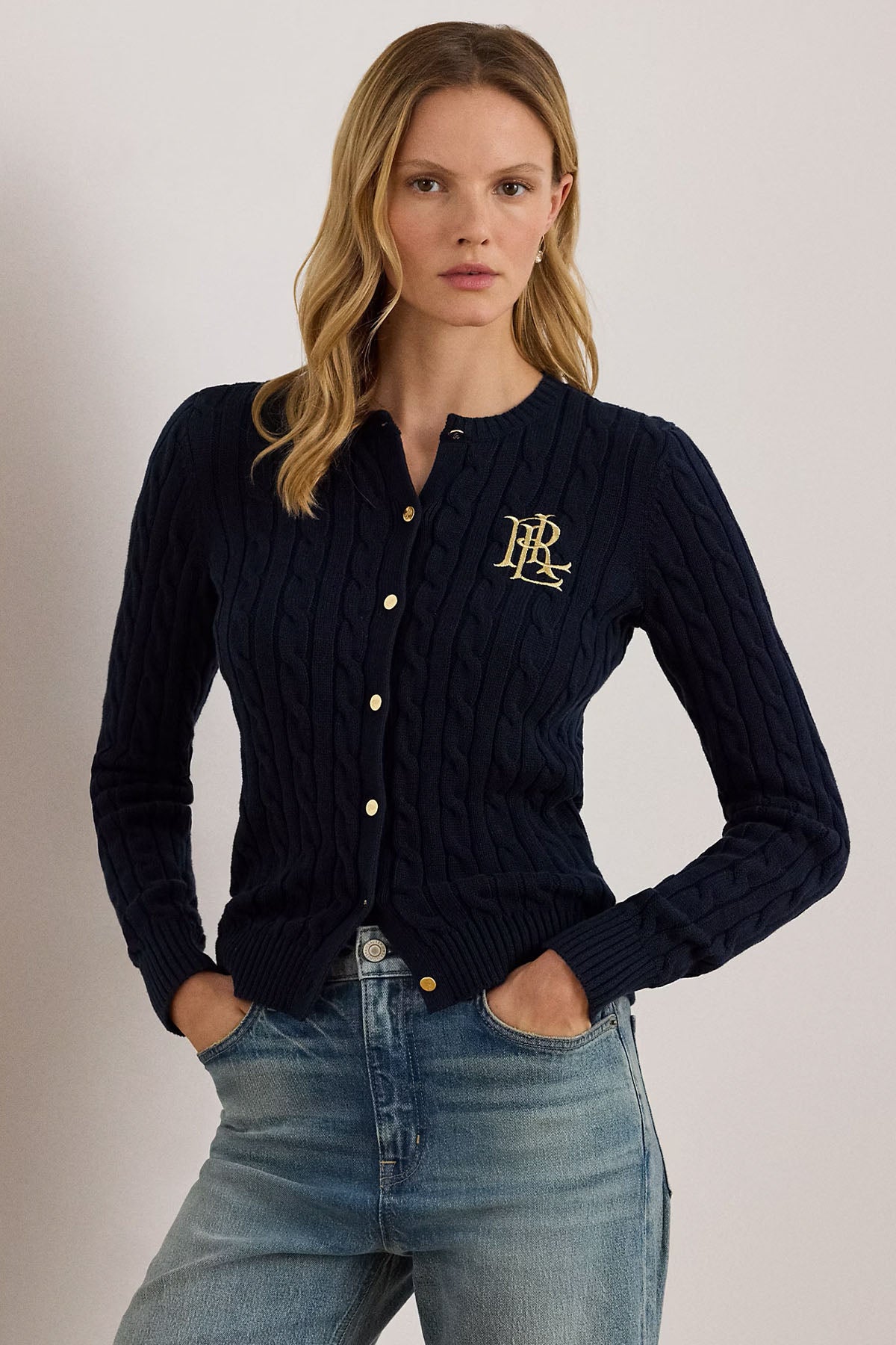 Polo Ralph Lauren Slim Fit İnce Saç Örgü Triko Ceket