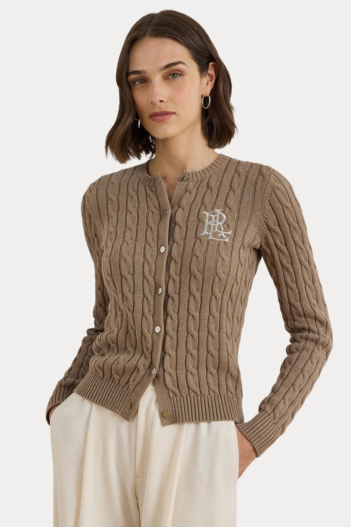 Polo Ralph Lauren Slim Fit İnce Saç Örgü Triko Ceket