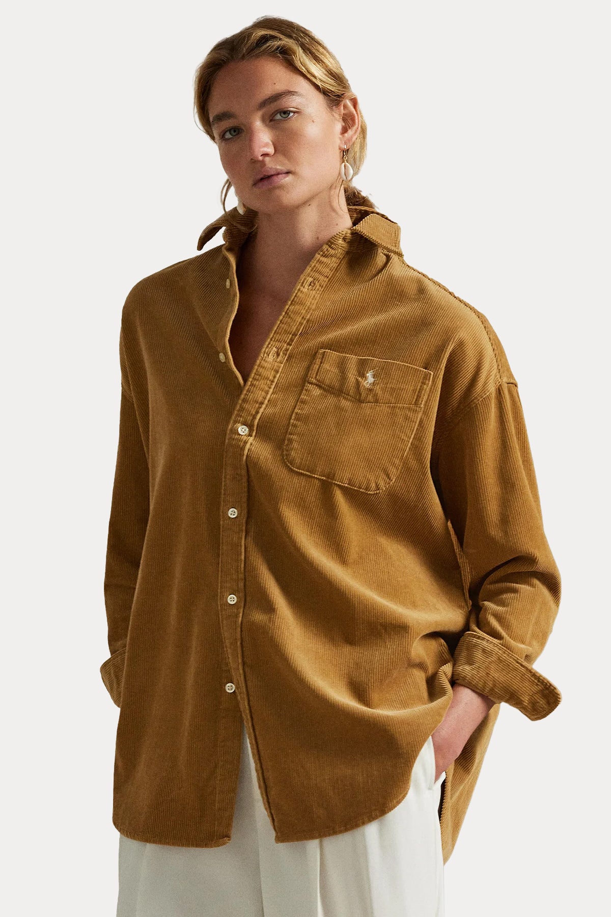 Polo Ralph Lauren Geniş Kesim Fitilli Kadife Cepli Gömlek