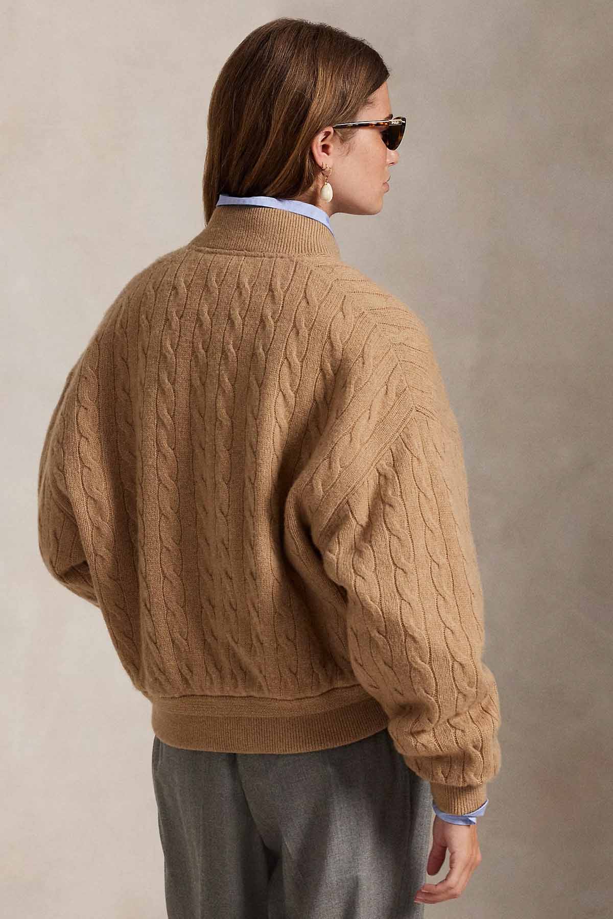 Polo Ralph Lauren Relaxed Fit Saç Örgü Kaşmir Yün Bomber Ceket