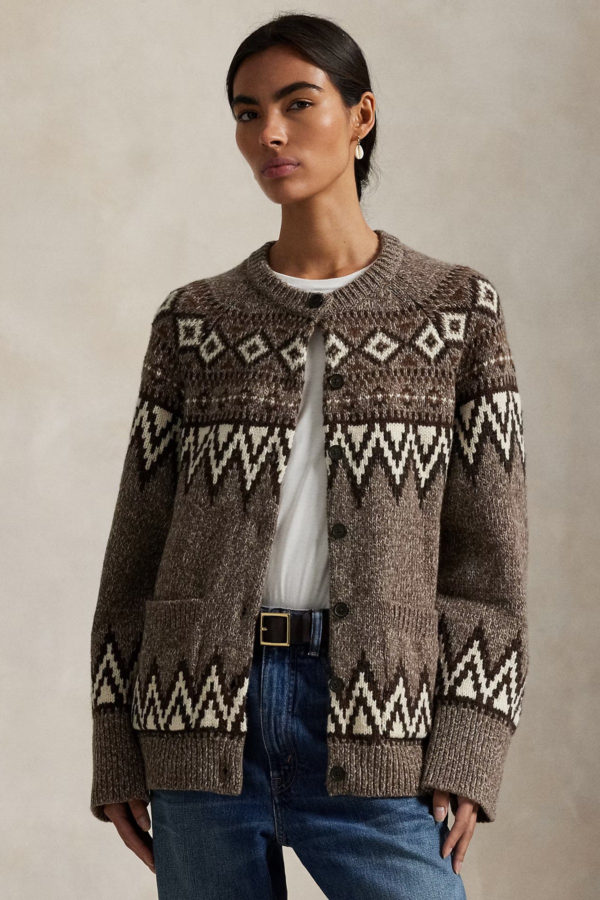 Polo Ralph Lauren Relaxed Fit Fair Isle Desenli Örgü Yün Triko Ceket