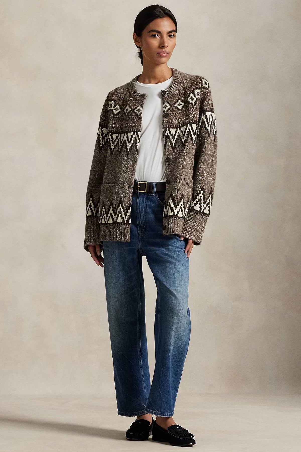 Polo Ralph Lauren Relaxed Fit Fair Isle Desenli Örgü Yün Triko Ceket