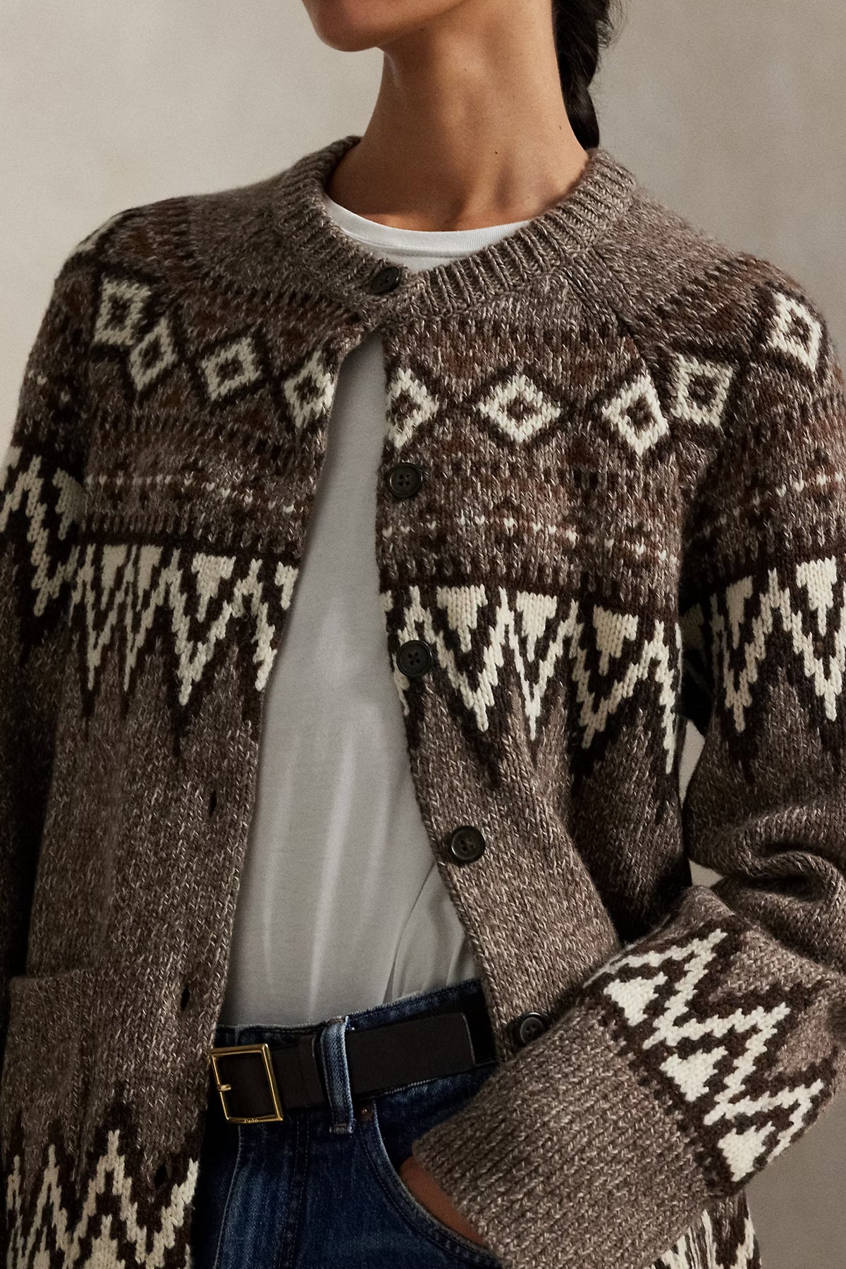 Polo Ralph Lauren Relaxed Fit Fair Isle Desenli Örgü Yün Triko Ceket