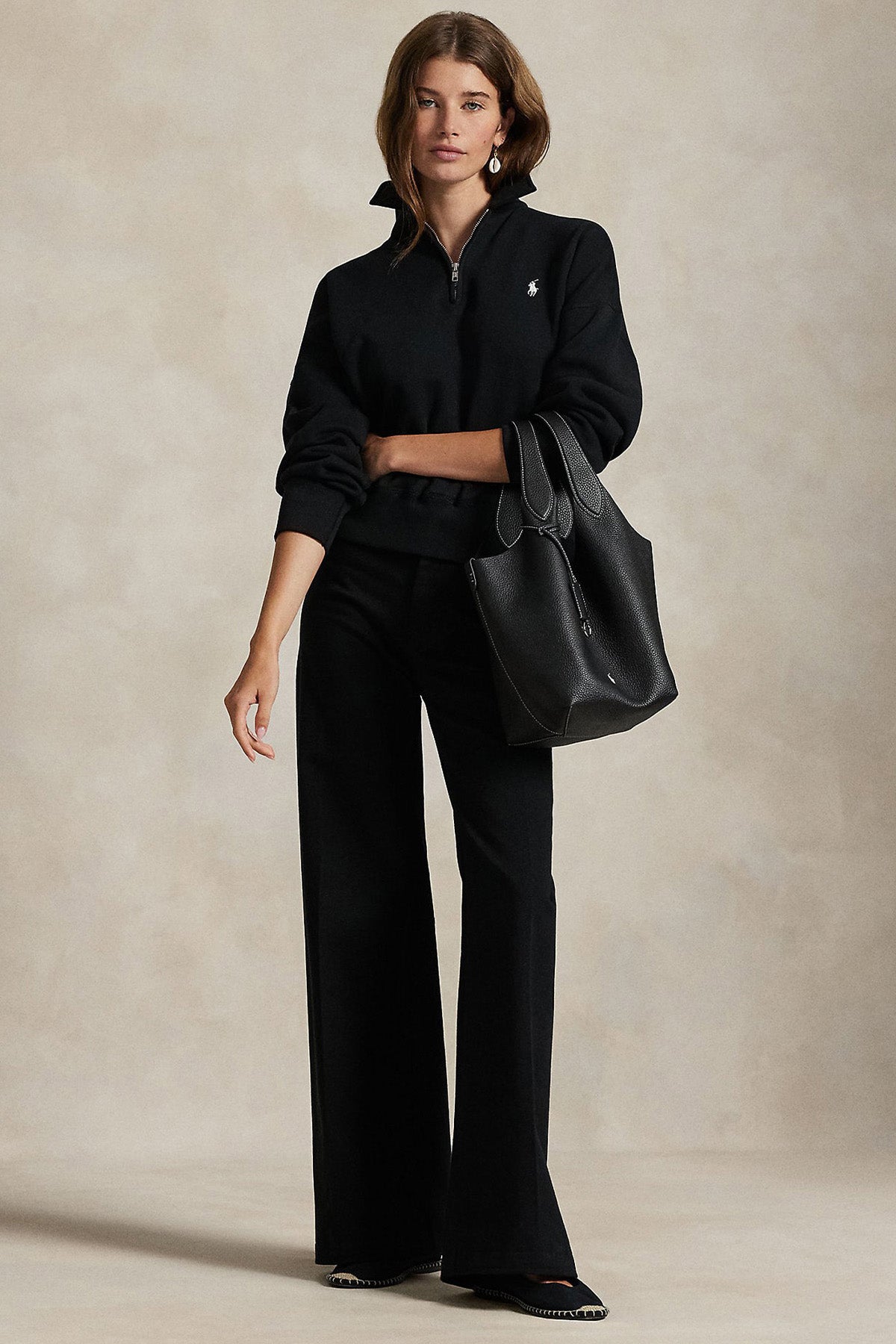 Polo Ralph Lauren Comfort Fit Yarım Fermuarlı Dik Yaka Şardonlu Sweatshirt