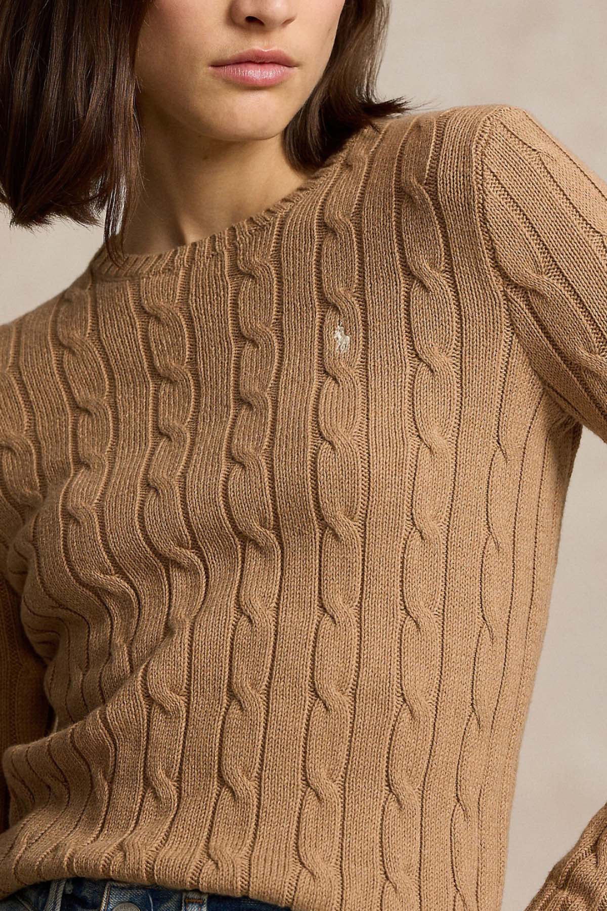 Polo Ralph Lauren Slim Fit Pima Cotton Yuvarlak Yaka Saç Örgü Triko