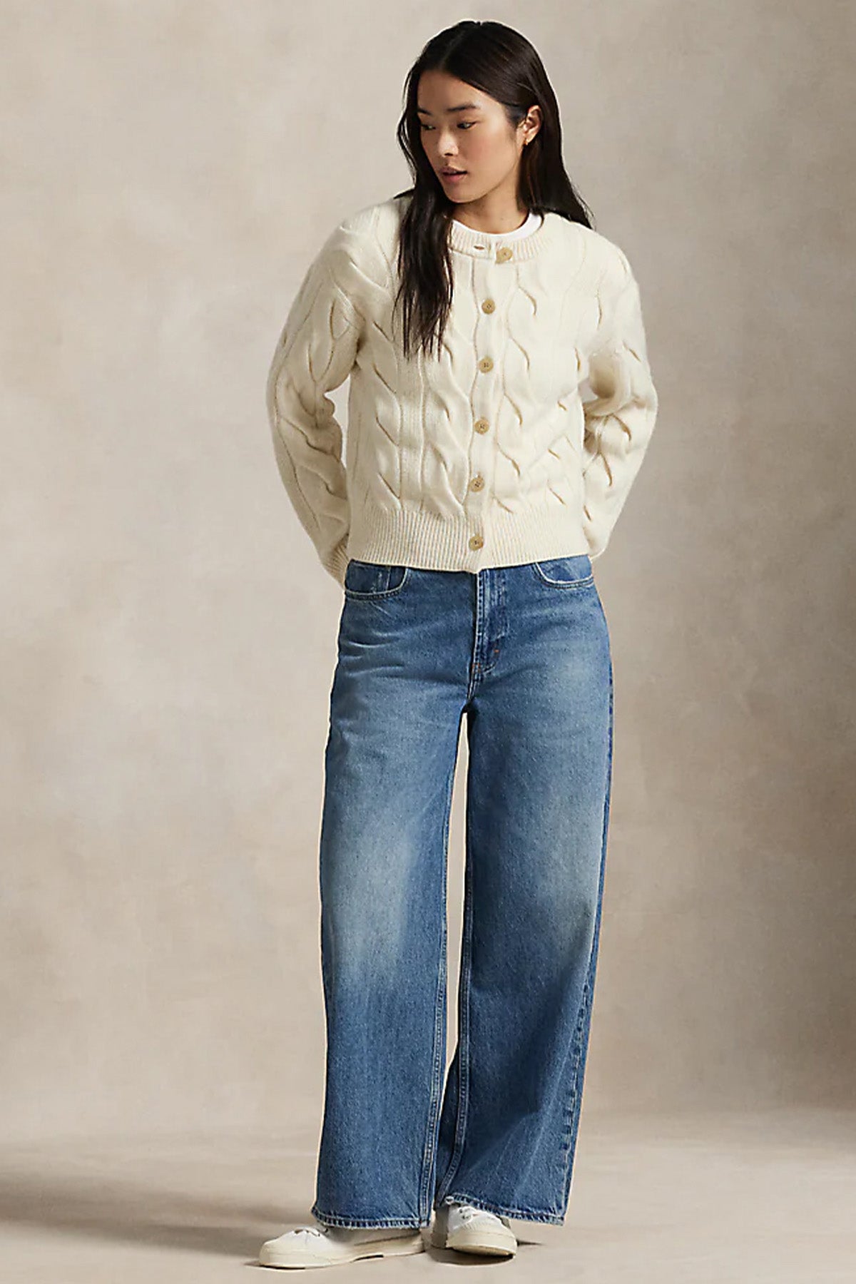 Polo Ralph Lauren Relaxed Fit Saç Örgü Kaşmir Yün Triko Ceket