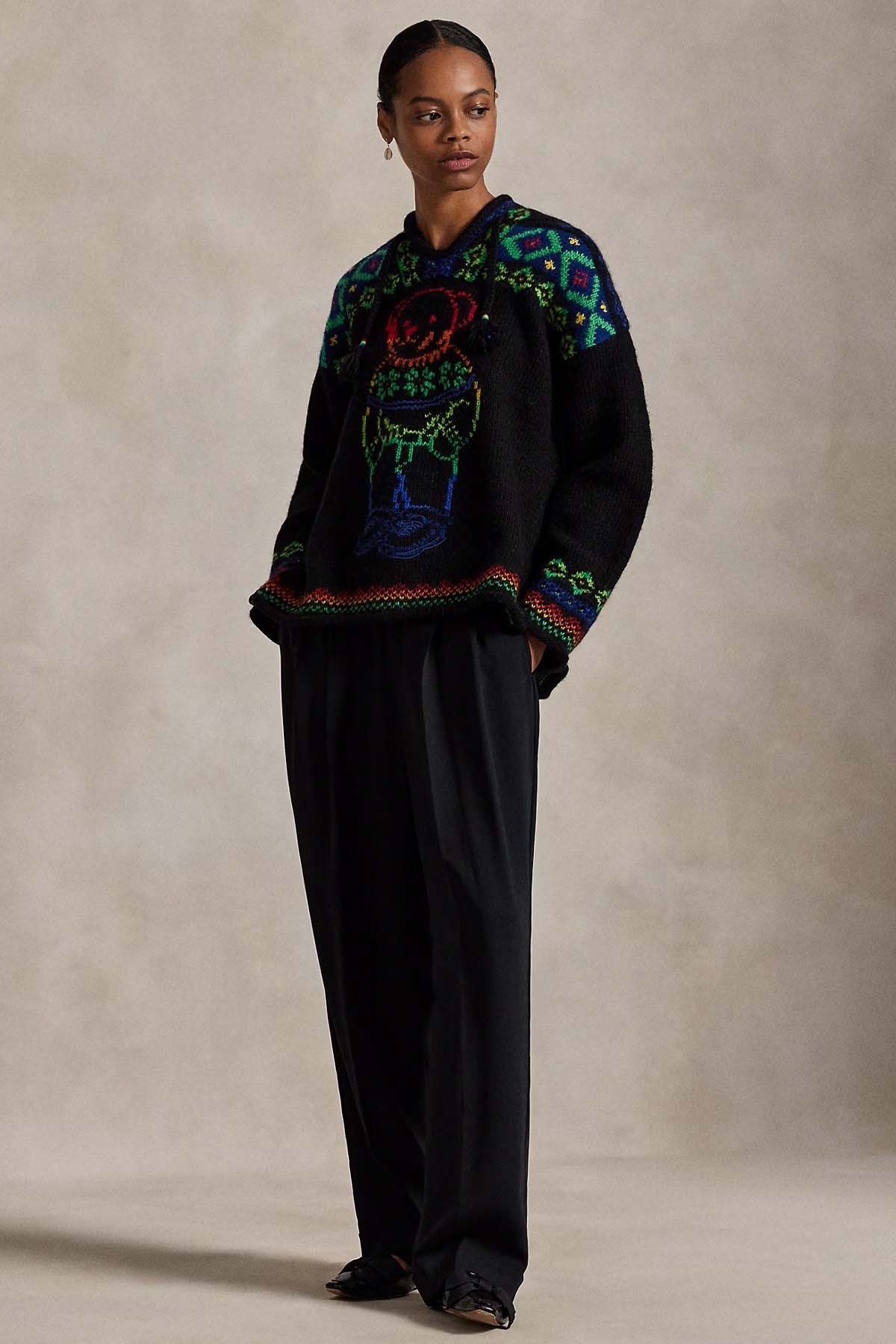 Polo Ralph Lauren Relaxed Fit Polo Bear Kapüşonlu Örgü Yün Triko